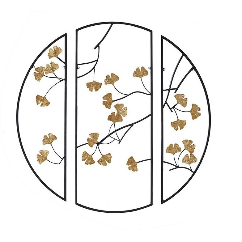 golden gingko Leaves 3-piece Metal Wall Decor Set(D0102H5SZ8X)