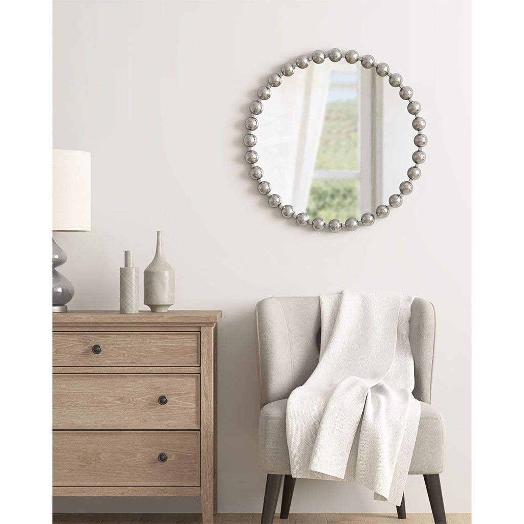 Marlowe Beaded Round Wall Mirror 27D(D0102HR7Y6J)