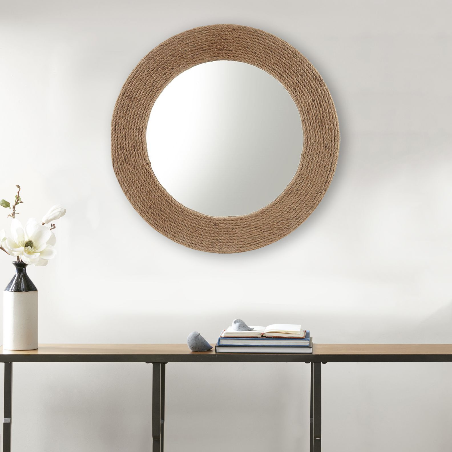 cove Natural Jute Rope Round Wall Mirror 26(D0102HR7Y4T)