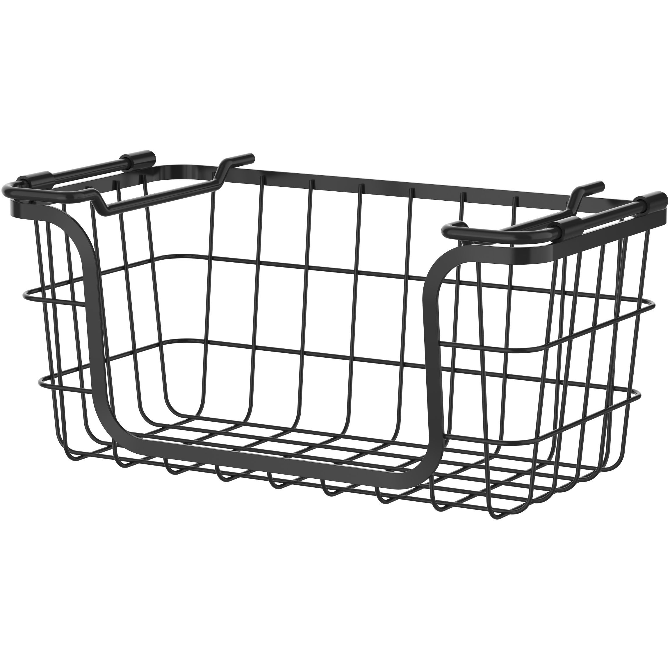 Oceanstar Stackable Metal Wire Storage Basket Set for Pantry, countertop, Kitchen or Bathroom Black, Set of 3(D0102HXN1Z8)