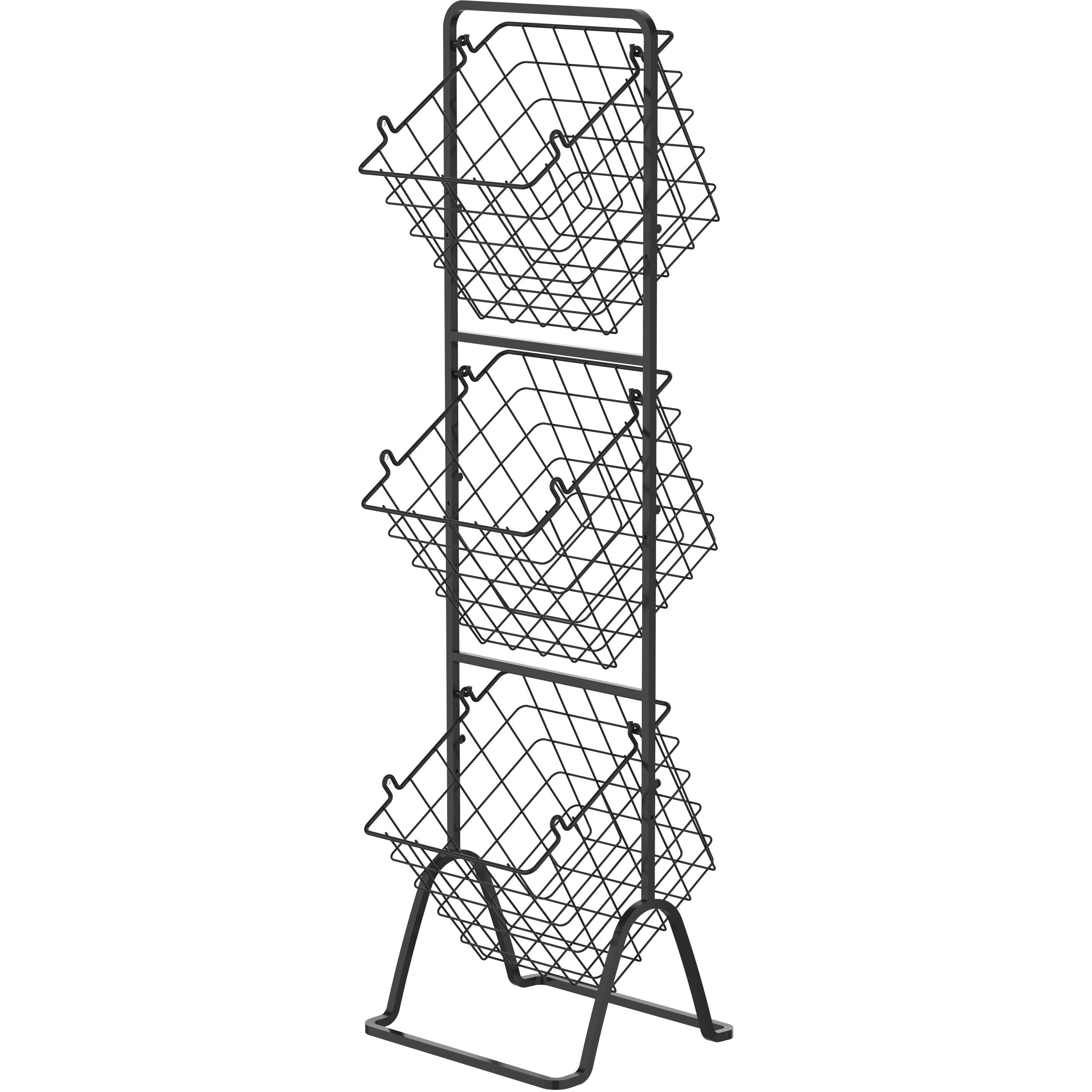 Oceanstar 3-Tier Metal Wire Storage Basket Stand with Removable Baskets Black(D0102HXN18T)