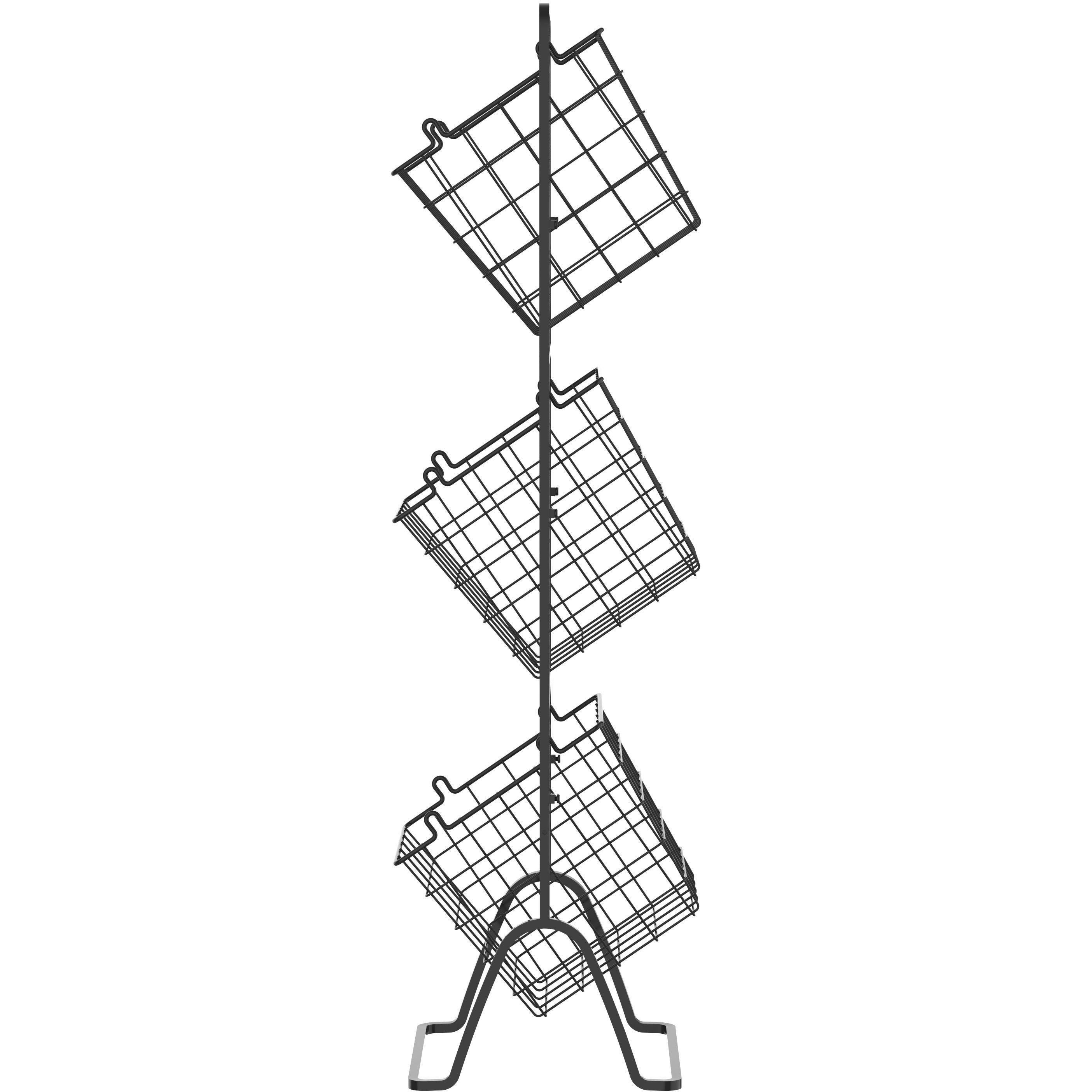 Oceanstar 3-Tier Metal Wire Storage Basket Stand with Removable Baskets Black(D0102HXN18T)