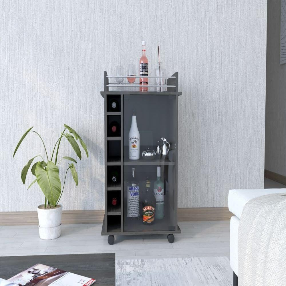 Bar cart Baltimore, Six Wine cubbies, carbon Espresso Finish(D0102HgE1QY)