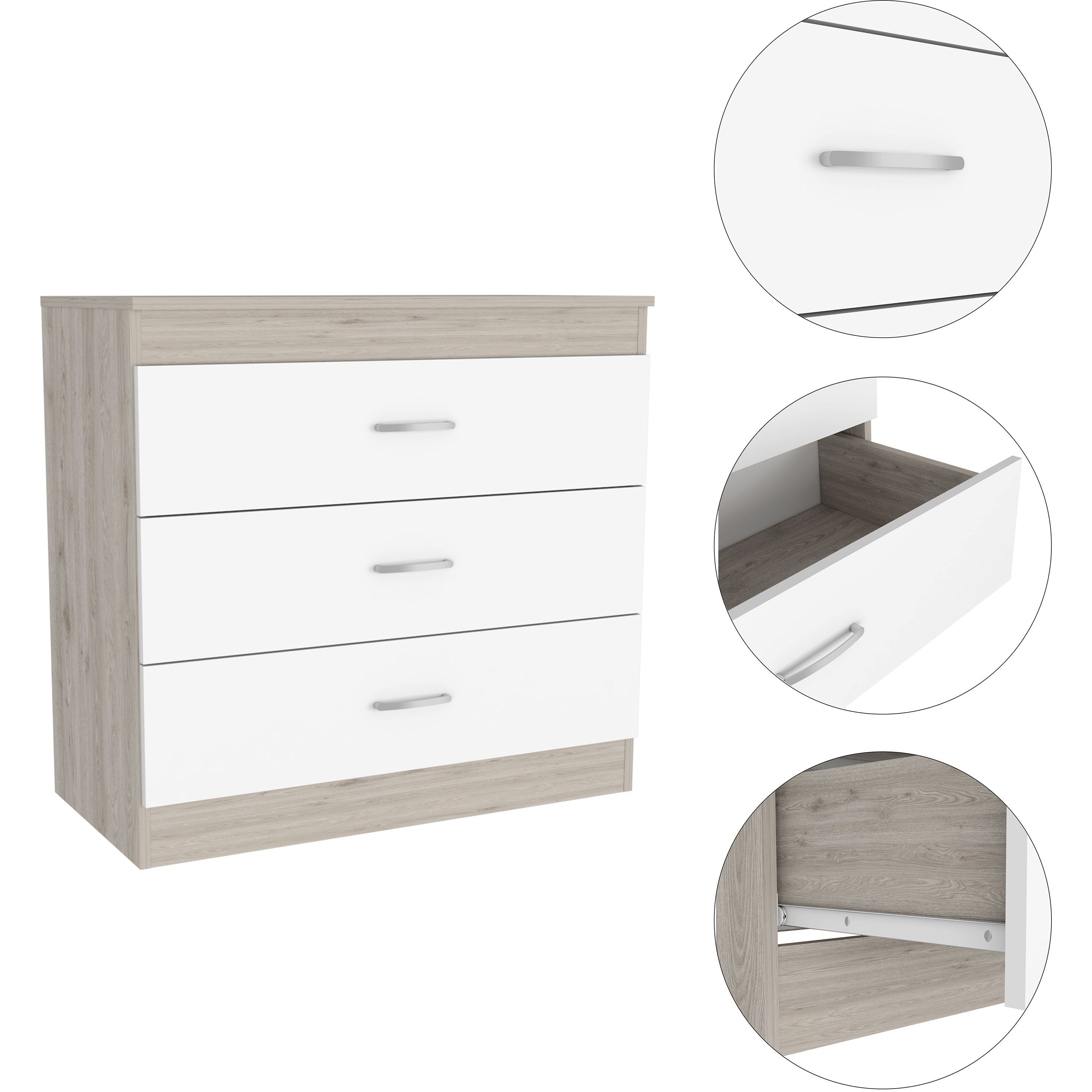 Bethage 3-Drawer Dresser White(D0102H76XI2)