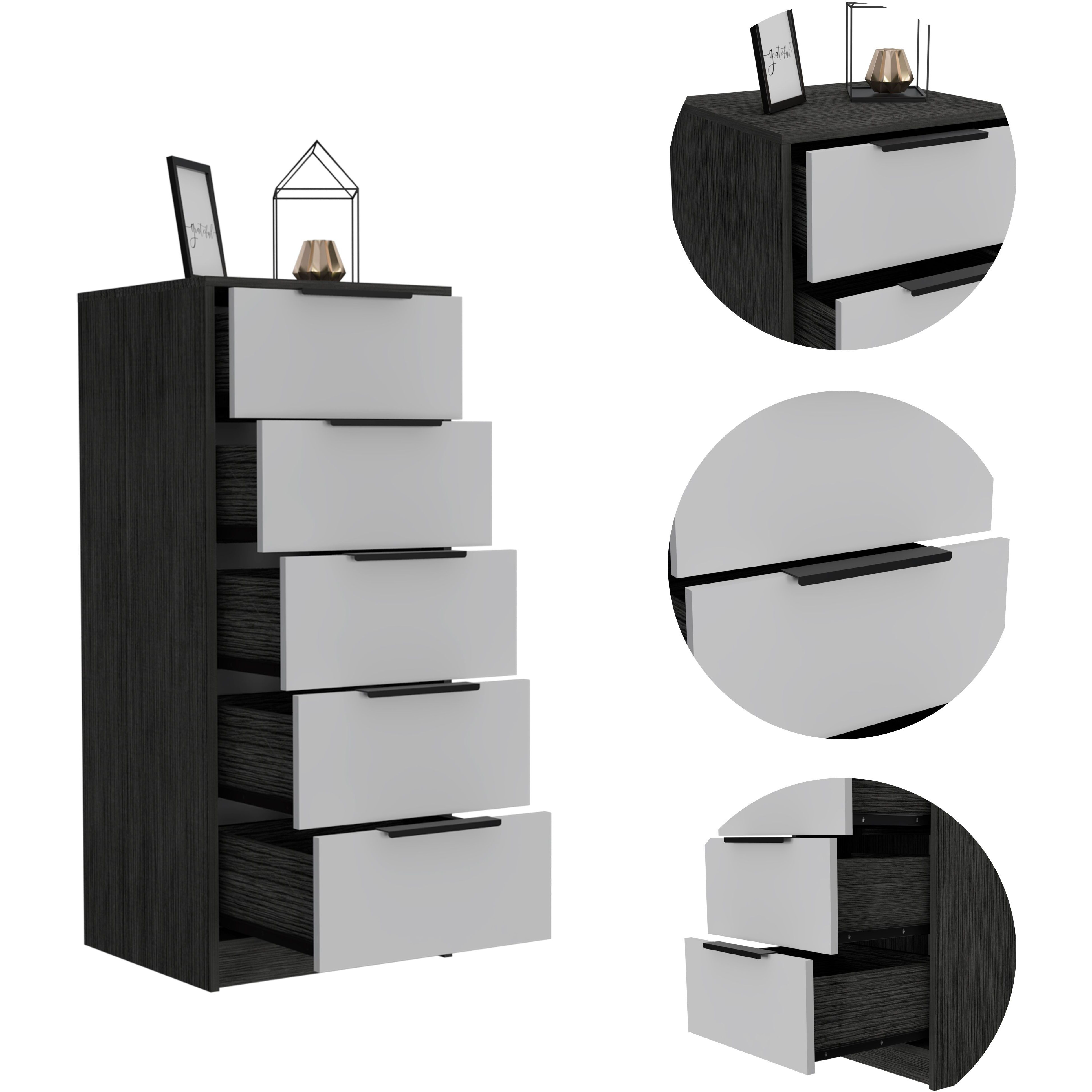 cannon 5-Drawer Rectangle Dresser White(D0102H76XKX)