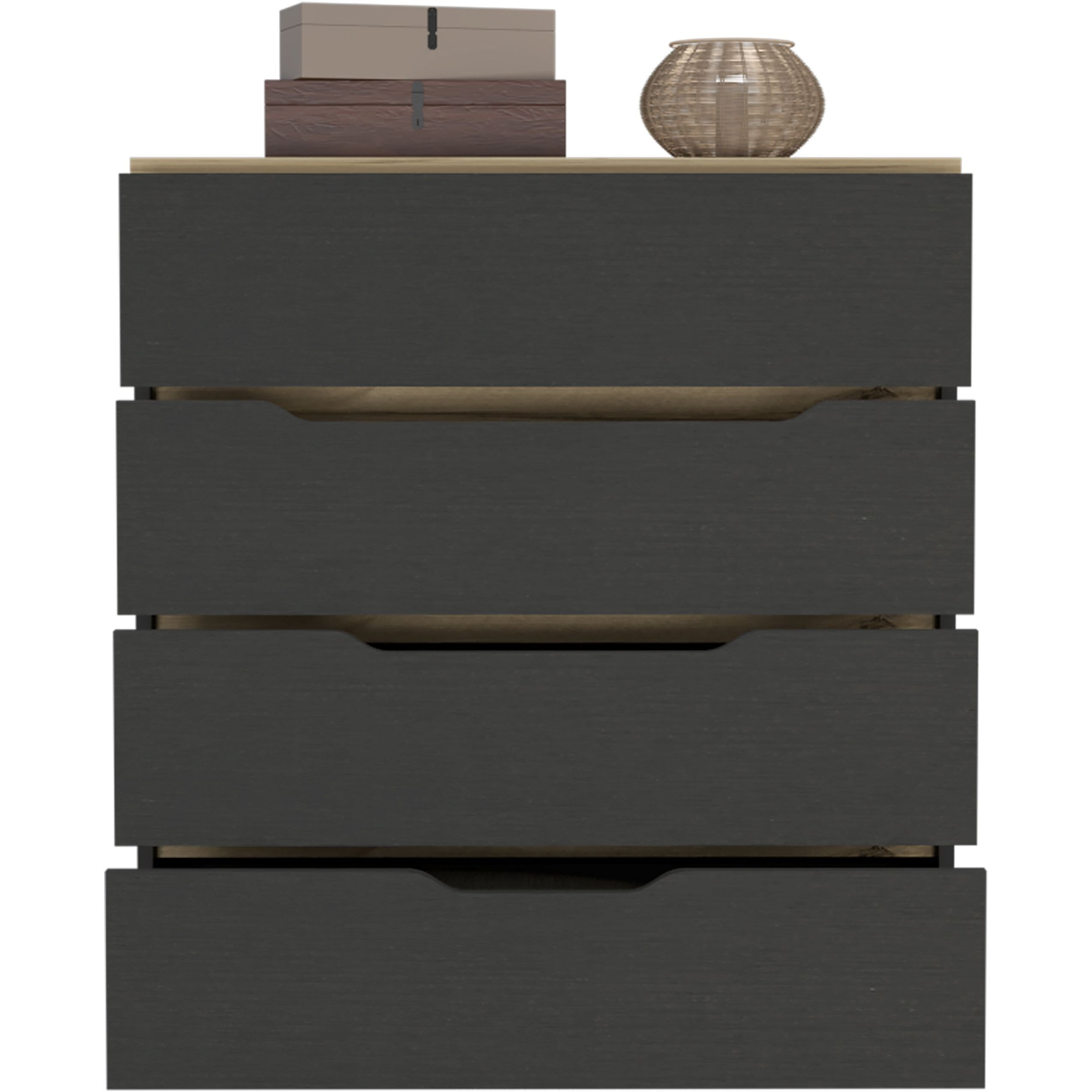 Lynbrook 4-Drawer Dresser Black Wengue and Light Oak(D0102H76XEJ)