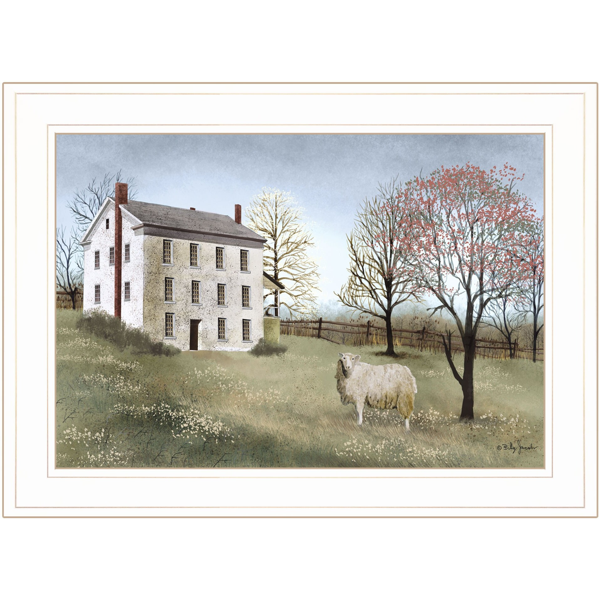 Spring At White House Farm 1 White Framed Print Wall Art