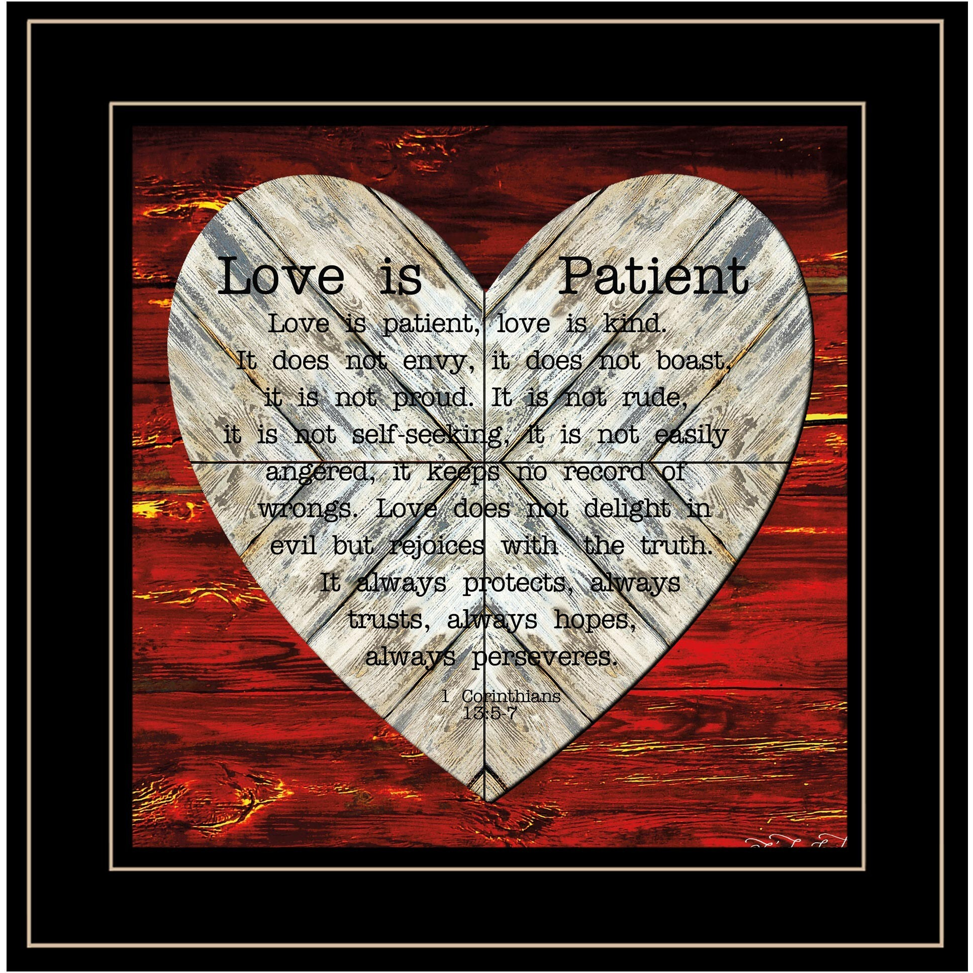 Love Is Patient 2 Black Framed Print Wall Art
