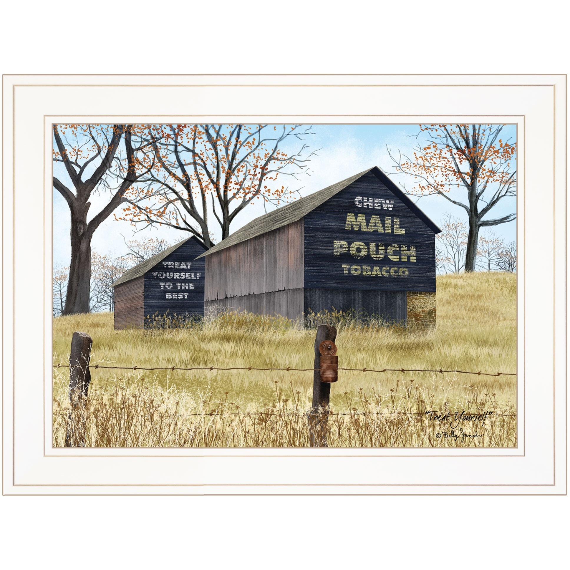 Treat Yourself Mail Pouch Barn 1 White Framed Print Wall Art