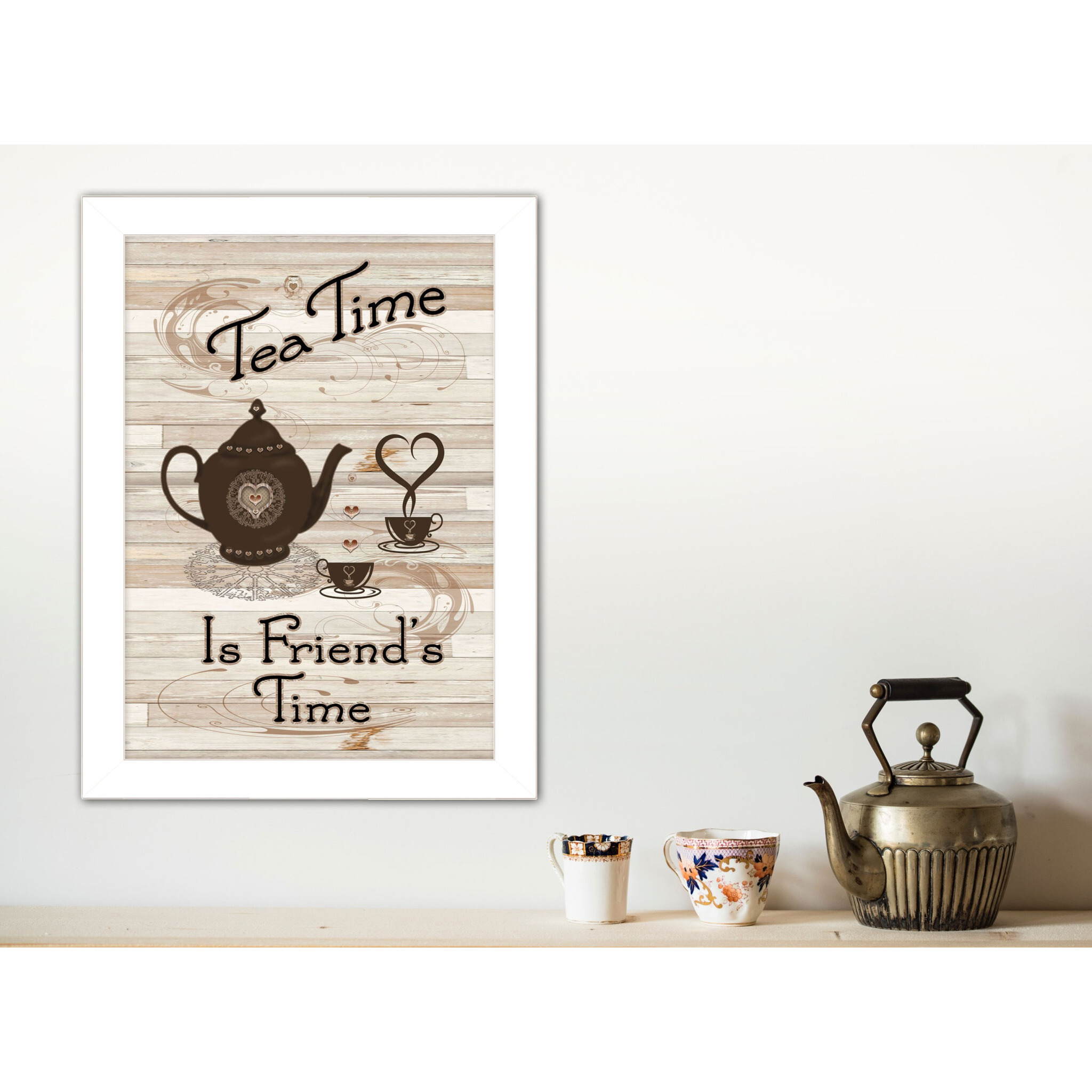 Tea Time 4 White Framed Print Wall Art