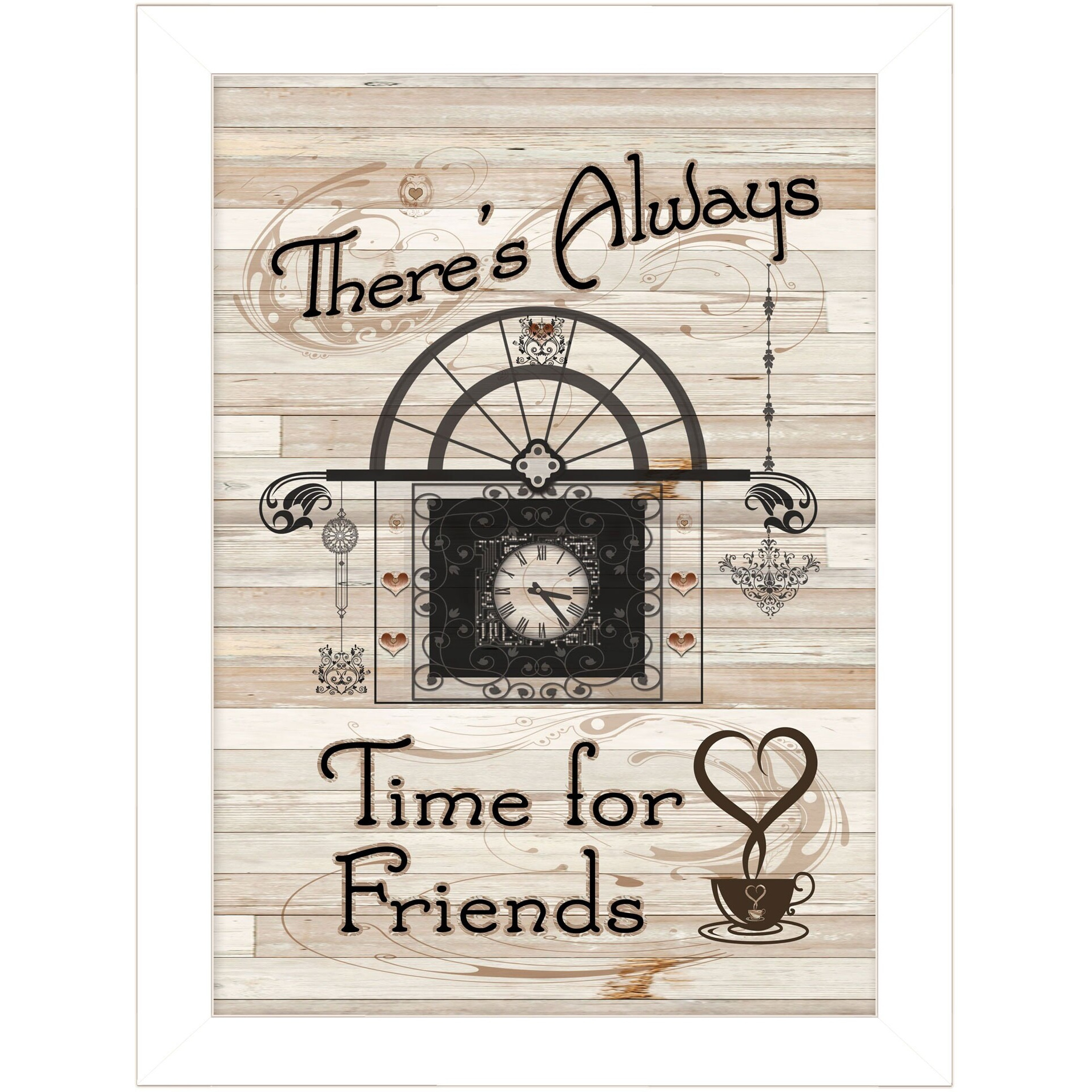 Time For Friends 4 White Framed Print Kitchen Wall Art