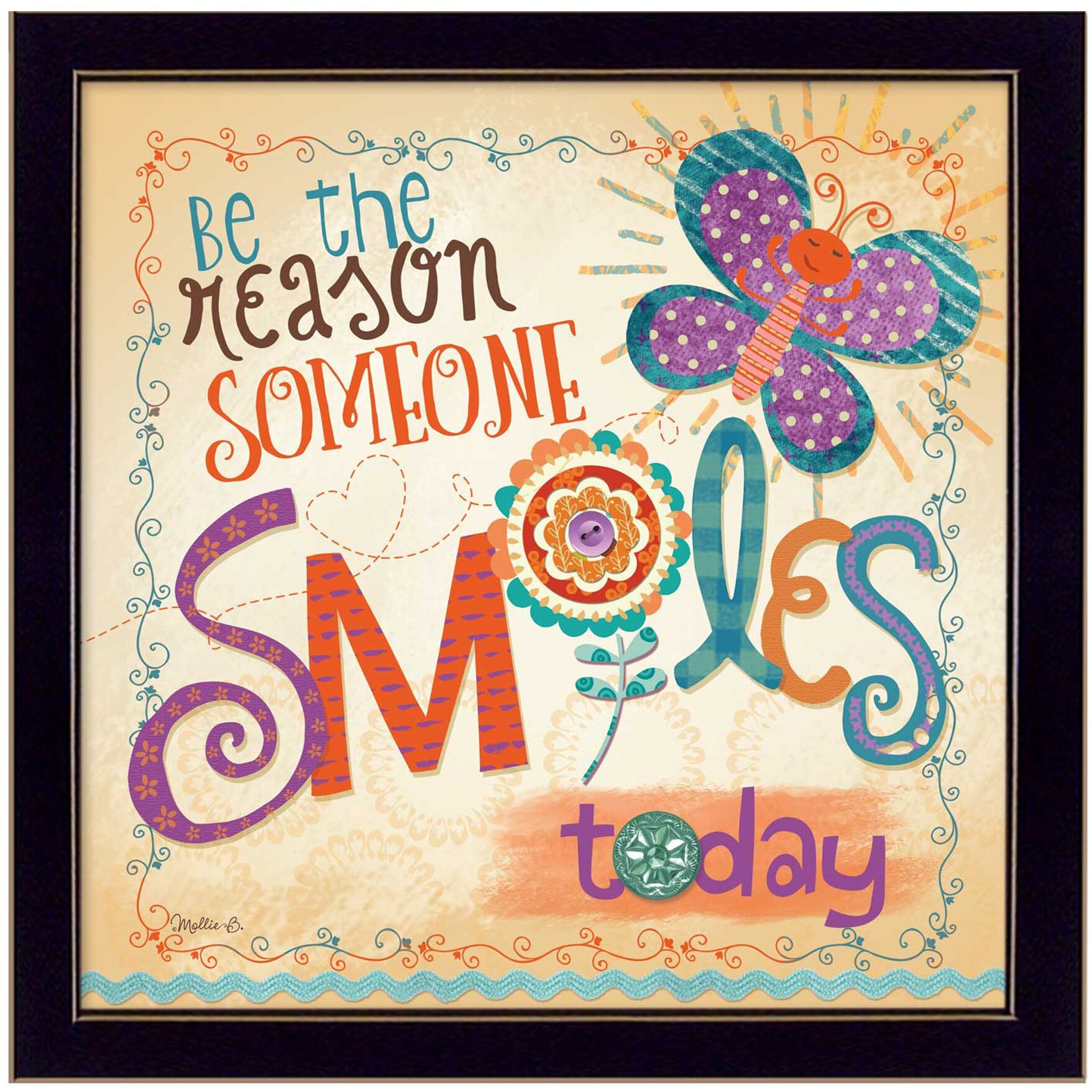 Be The Reason Someone Smiles Black Framed Print Wall Art