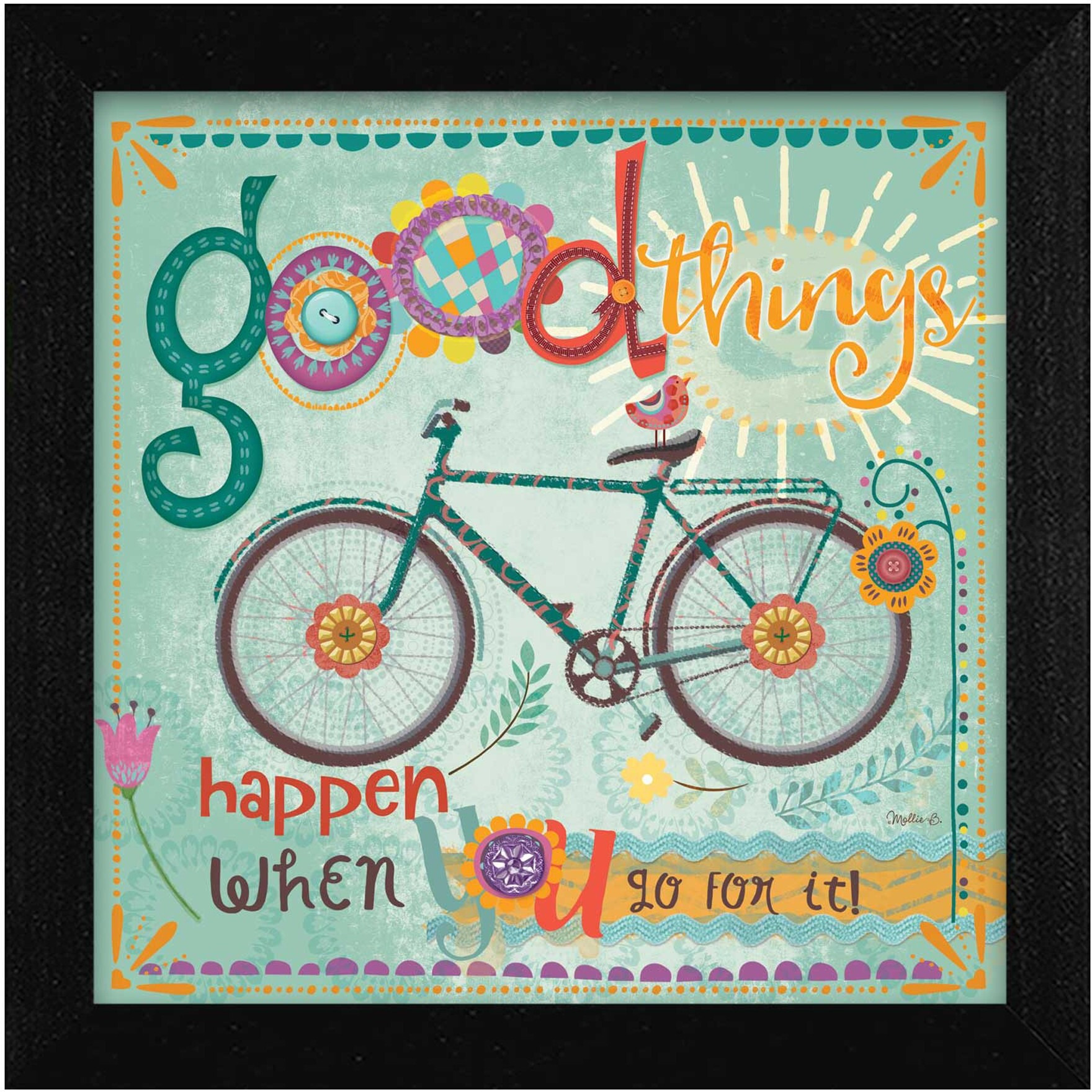 good Things Happen Black Framed Print Wall Art