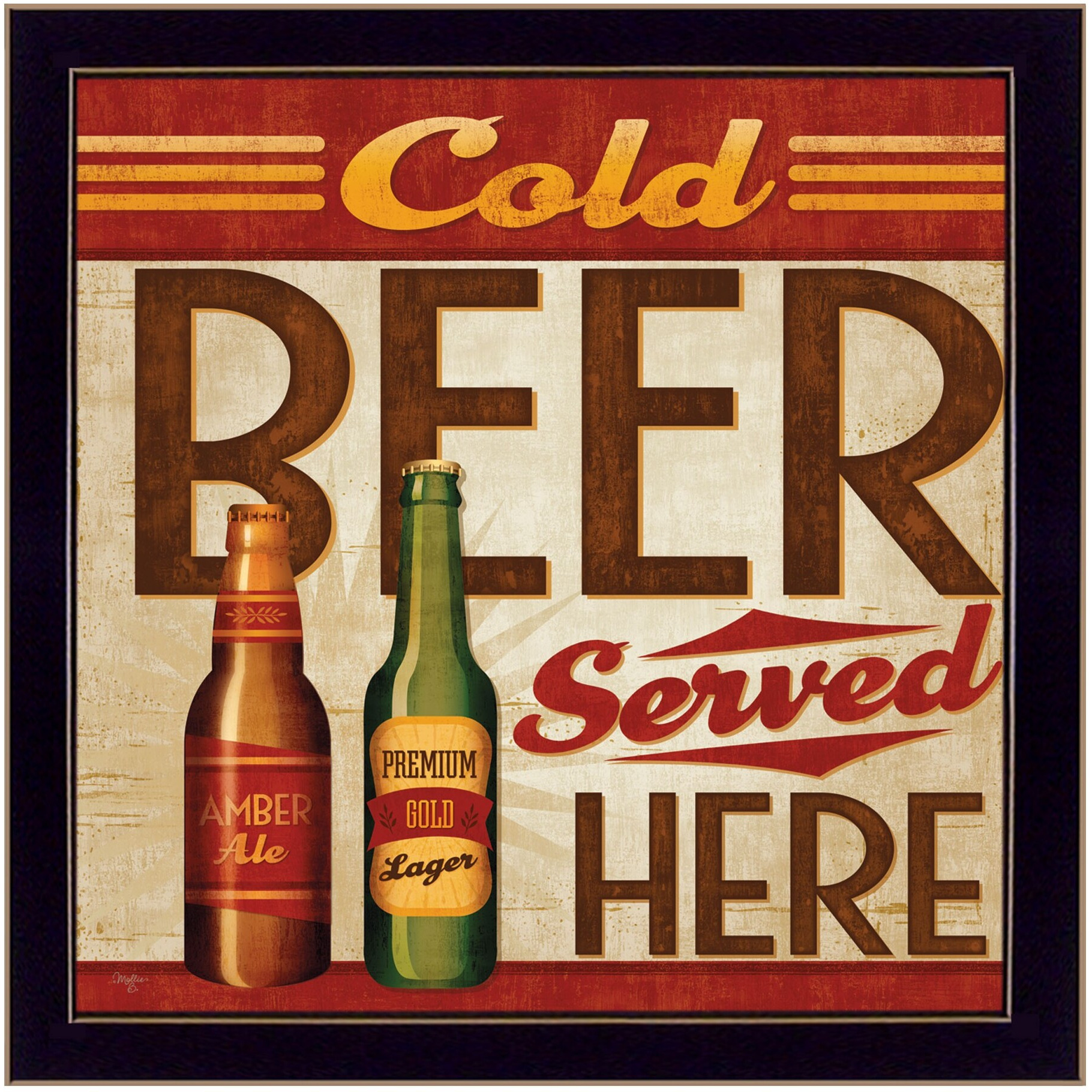 cold Beer Served Here Black Framed Print Wall Art