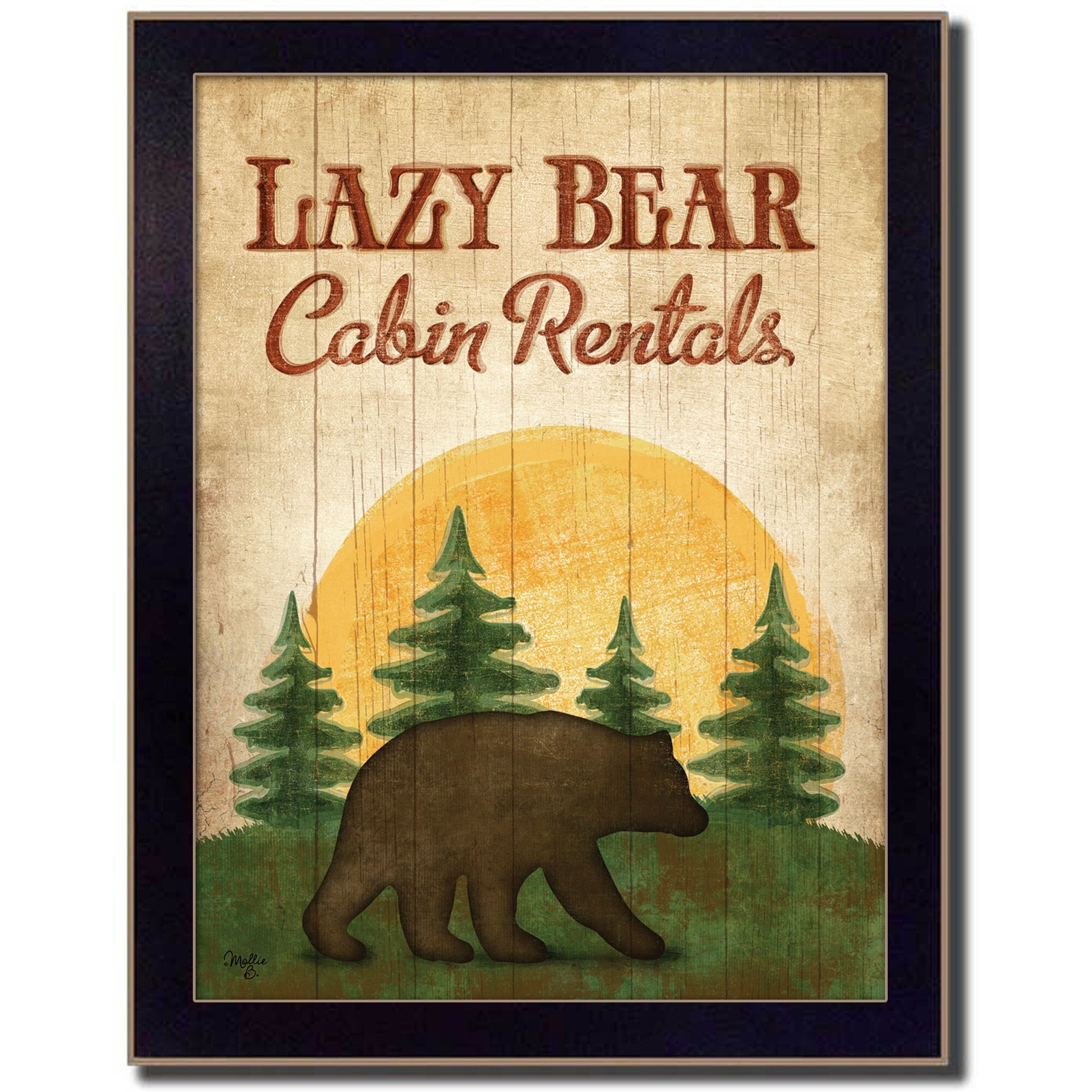 Lazy Bear 2 Black Framed Print Wall Art