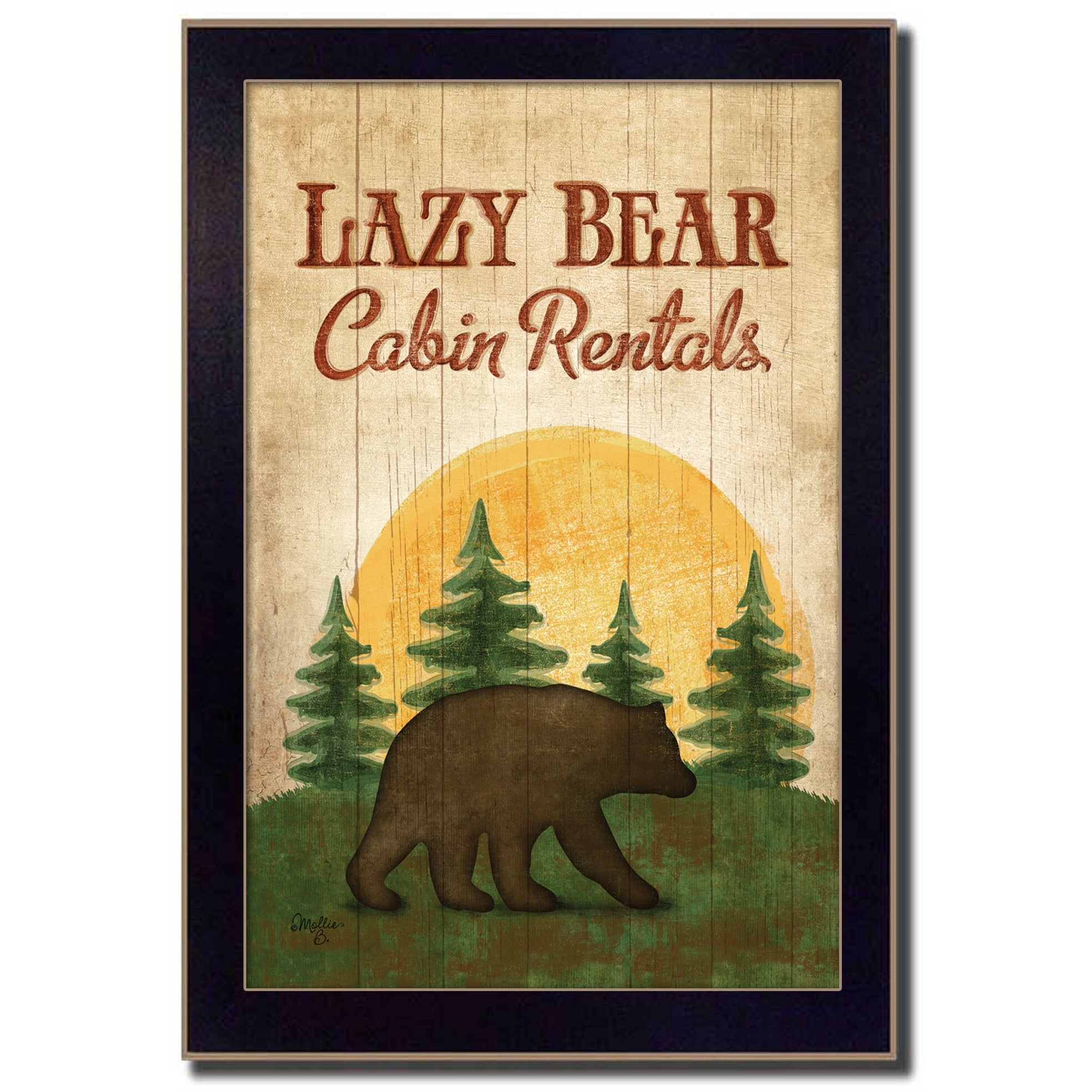 Lazy Bear 1 Black Framed Print Wall Art