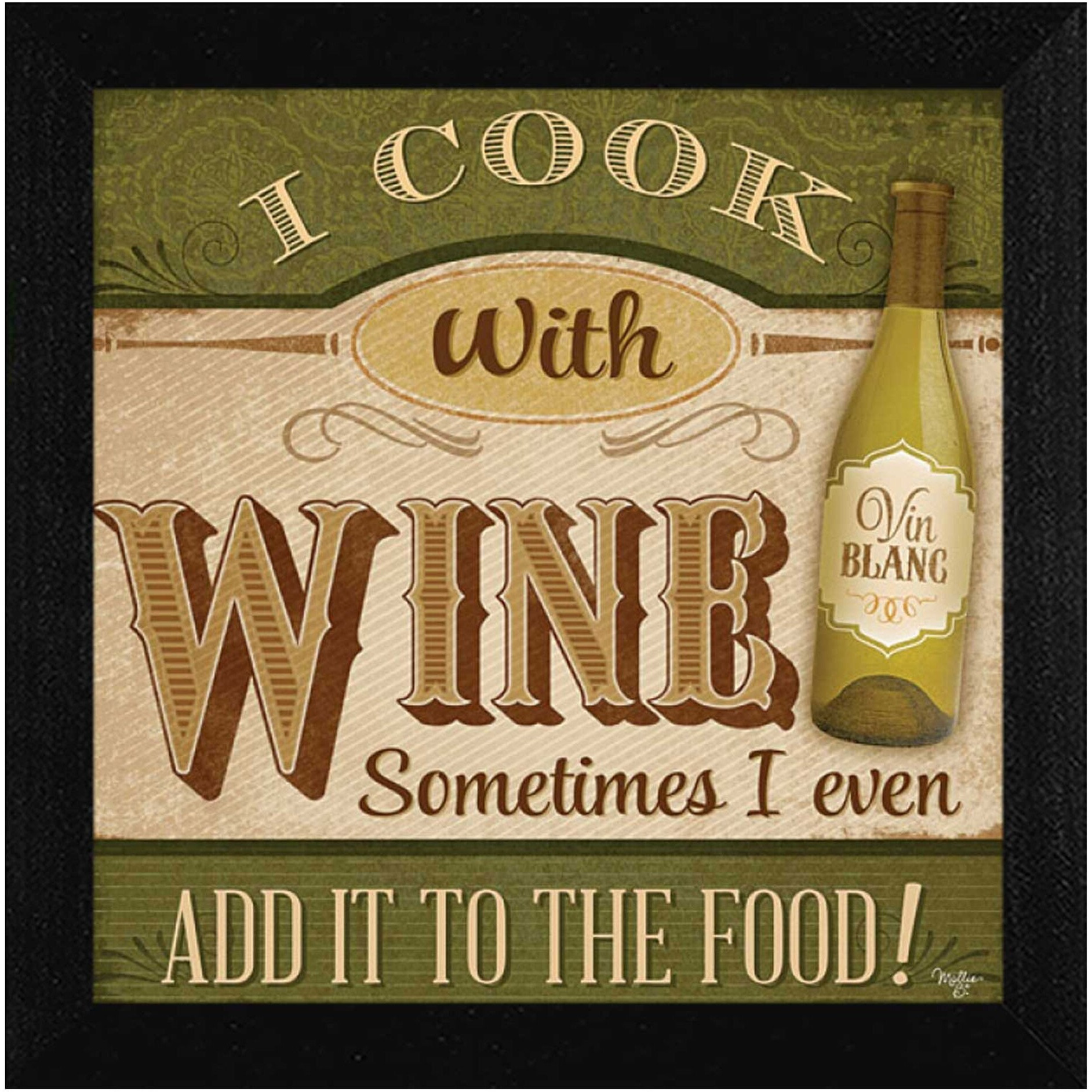 I cook With Wine Black Framed Print Kitchen Wall Art