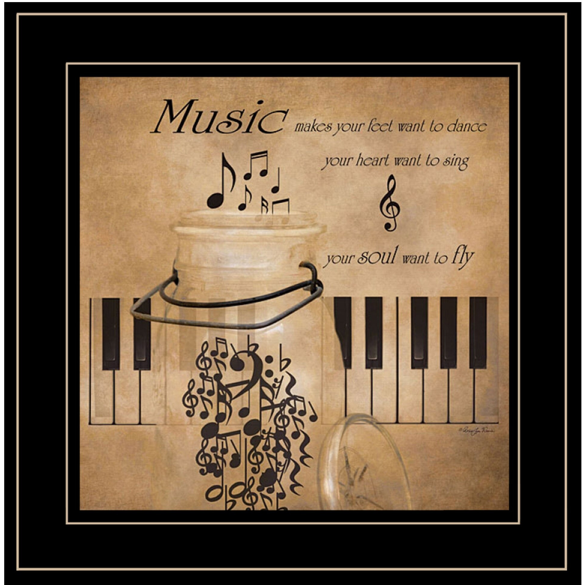 Music 2 Black Framed Print Wall Art