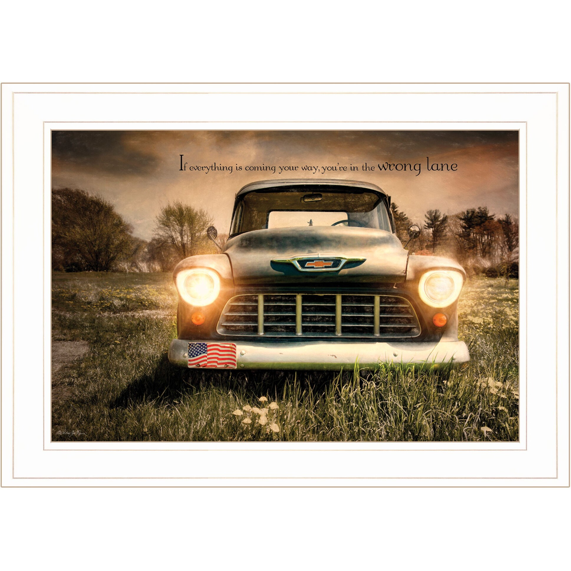Wrong Lane 1 White Framed Print Wall Art