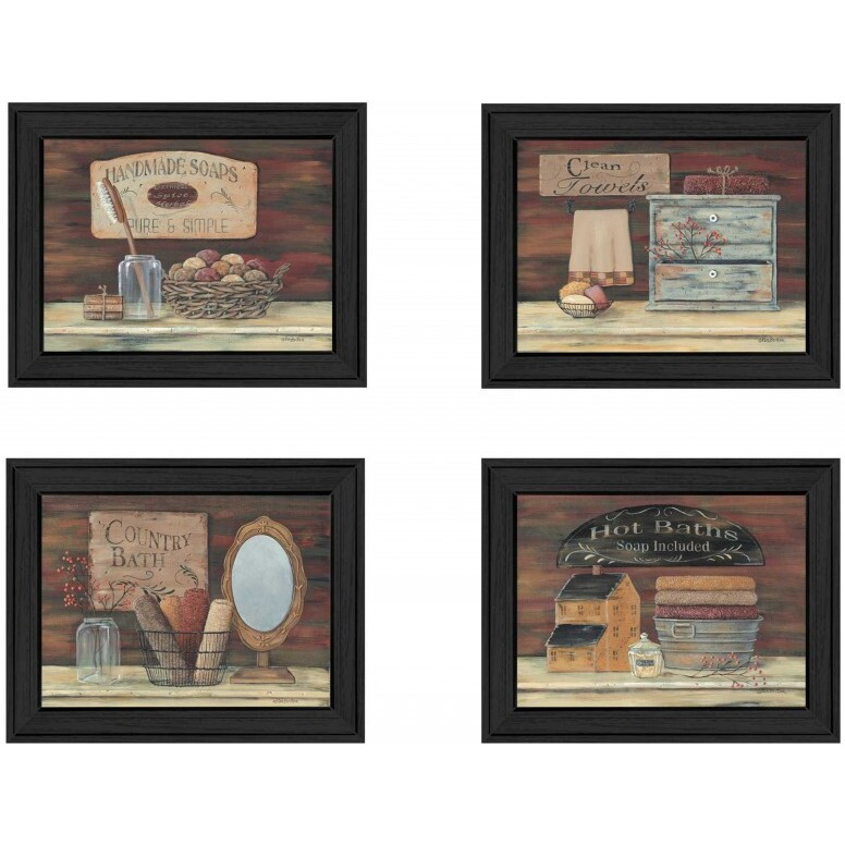 Set Of Four Bathroom I Black Framed Print Bathroom Wall Art