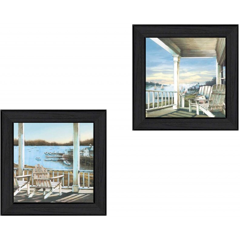 Set Of Two Lake Side Black Framed Print Wall Art