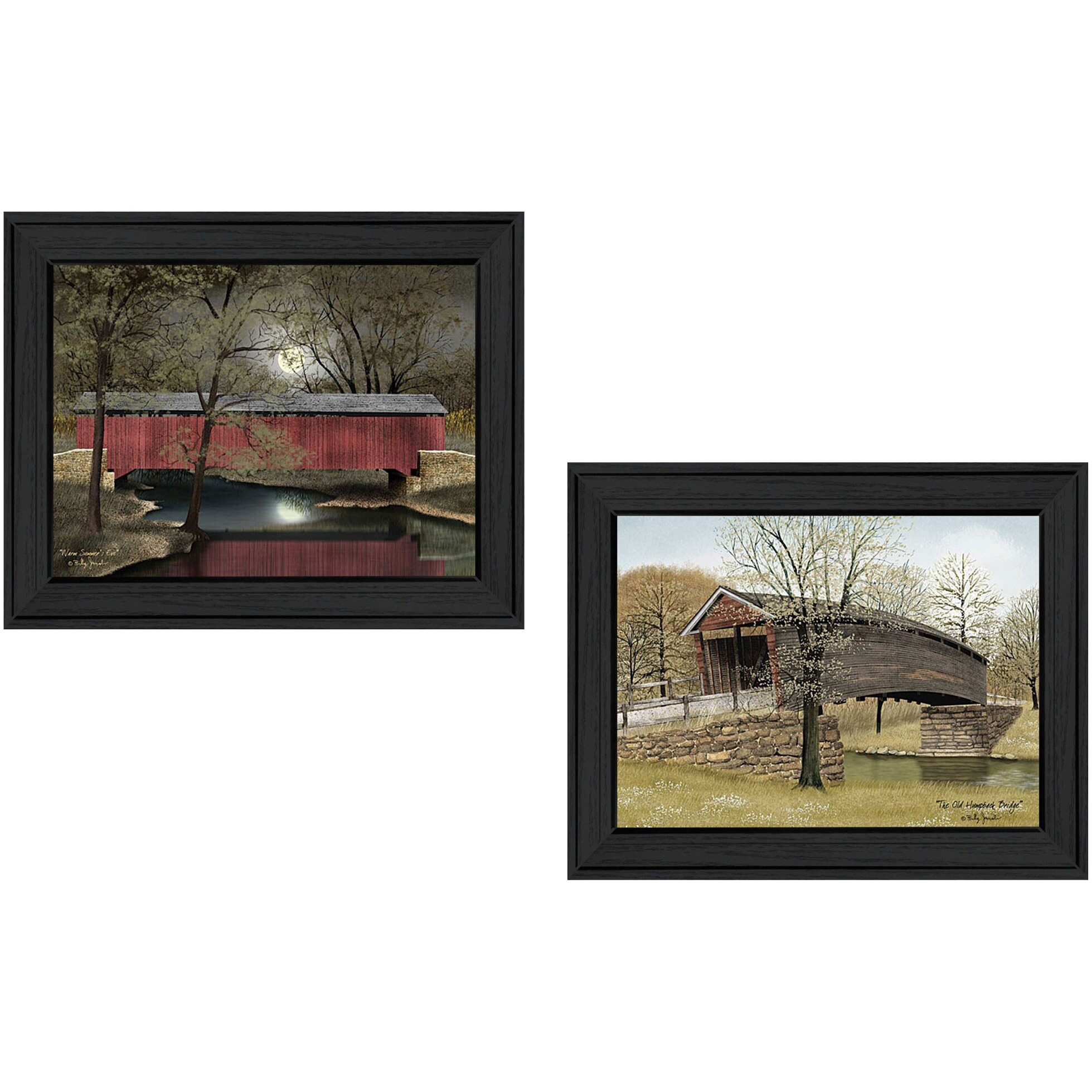 Set Of Two Bridges Black Framed Print Wall Art