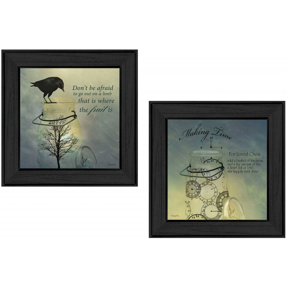 Set Of Two glass Jars Black Framed Print Kitchen Wall Art