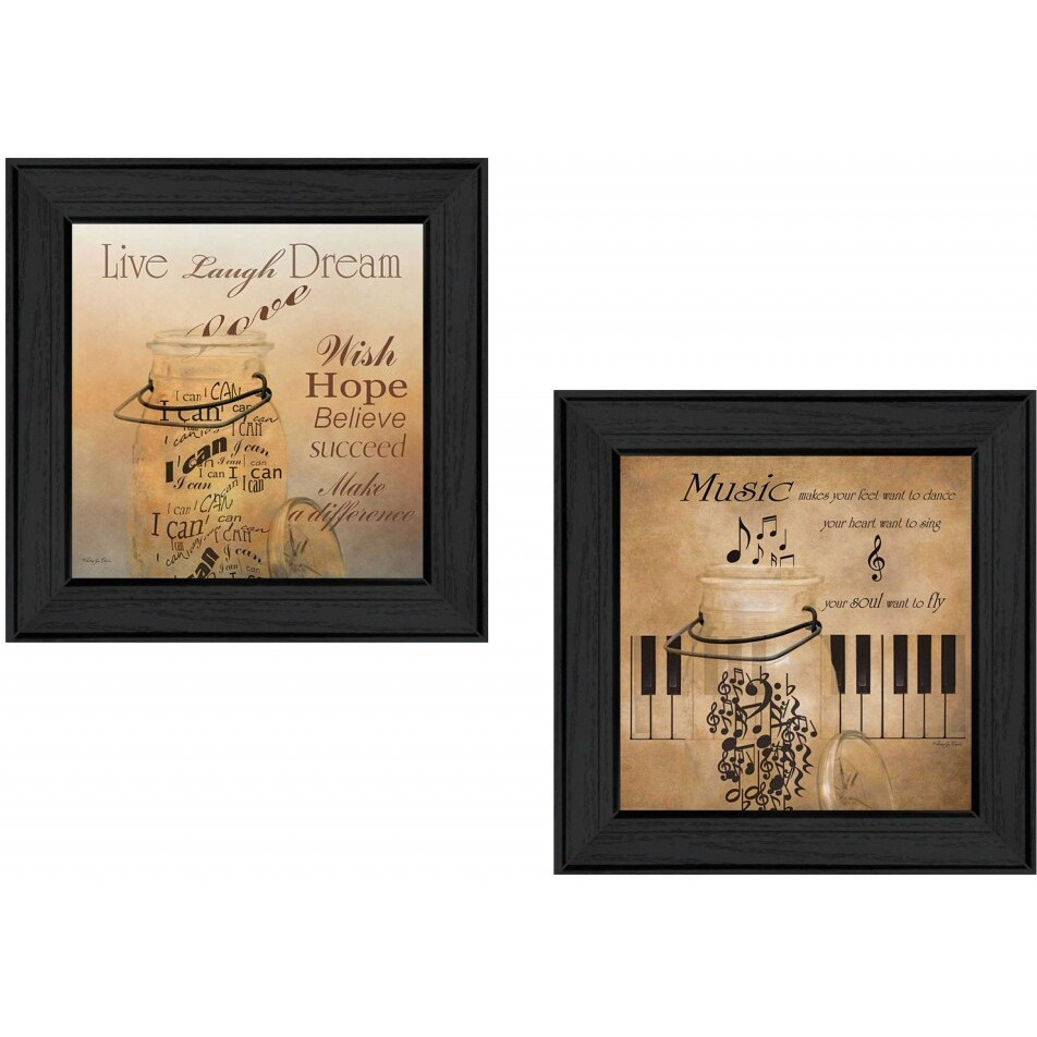 Set Of Two Music 3 Black Framed Print Wall Art