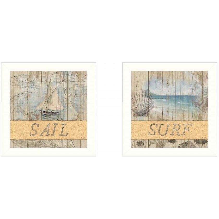 Set Of Two Sail Or Surf White Framed Print Wall Art