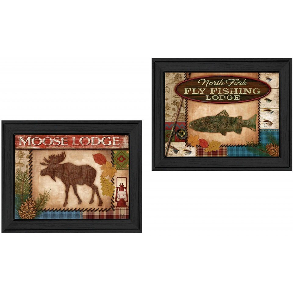 Set Of Two Lodge I Black Framed Print Wall Art