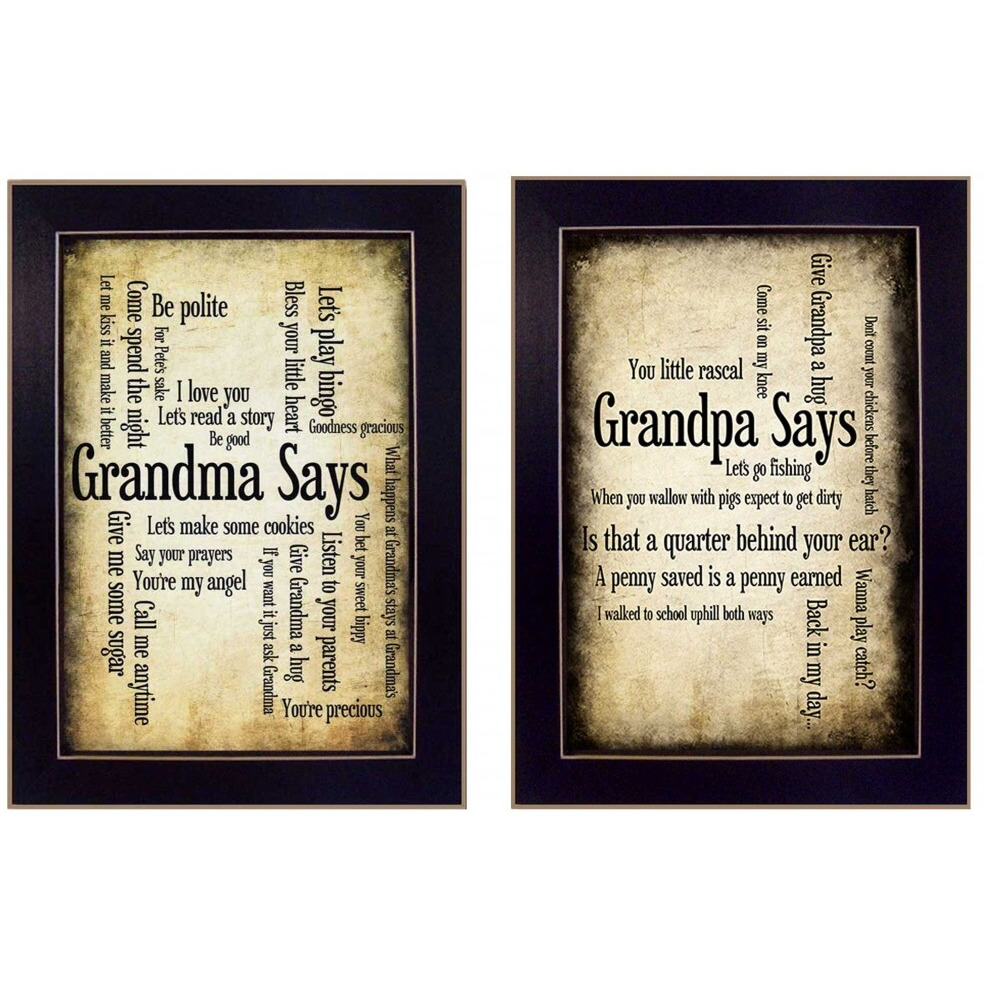 Set Of Two grandparents Black Framed Print Wall Art