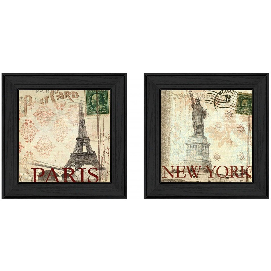 Set Of Two Post cards Black Framed Print Wall Art