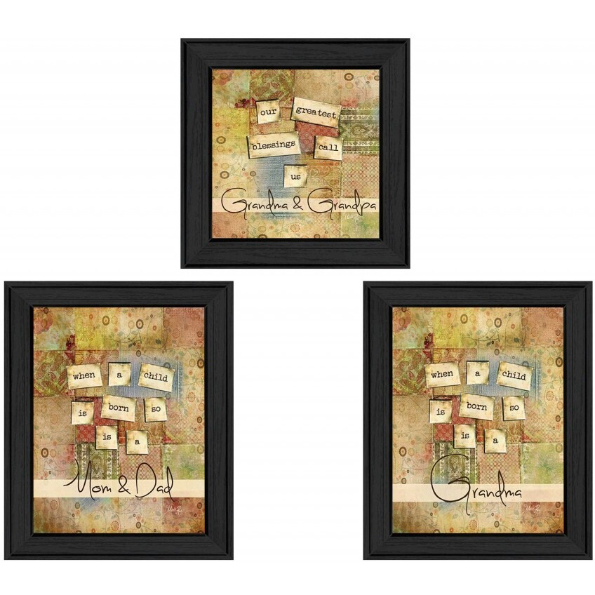 Set Of Three child collection Black Framed Print Wall Art
