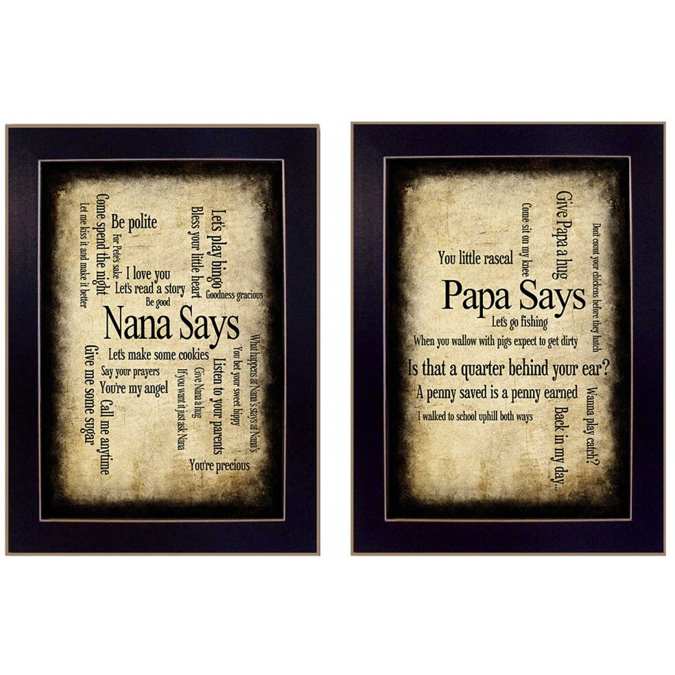 Set Of Two Nana Or Papa Black Framed Print Wall Art
