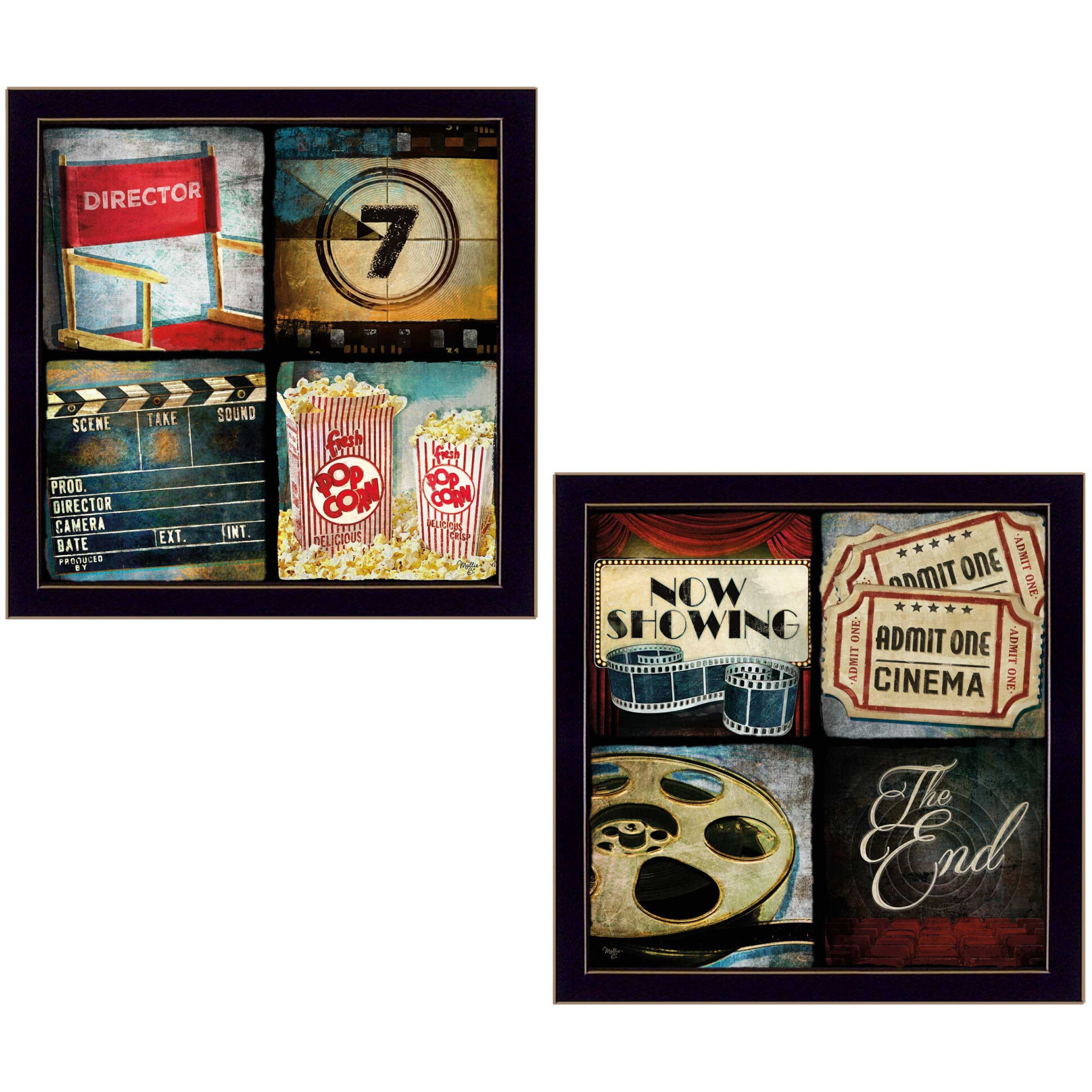 Set Of Two At The Movies Black Framed Print Wall Art