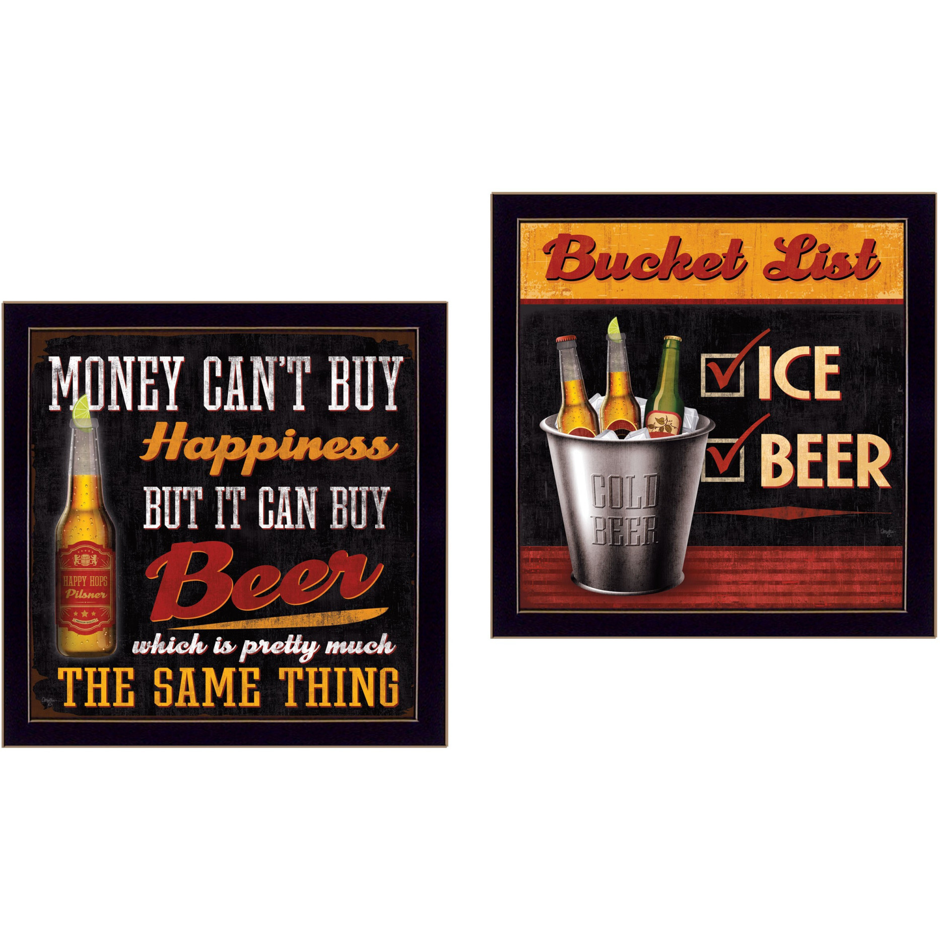 Set Of Two Bucket List Black Framed Print Wall Art