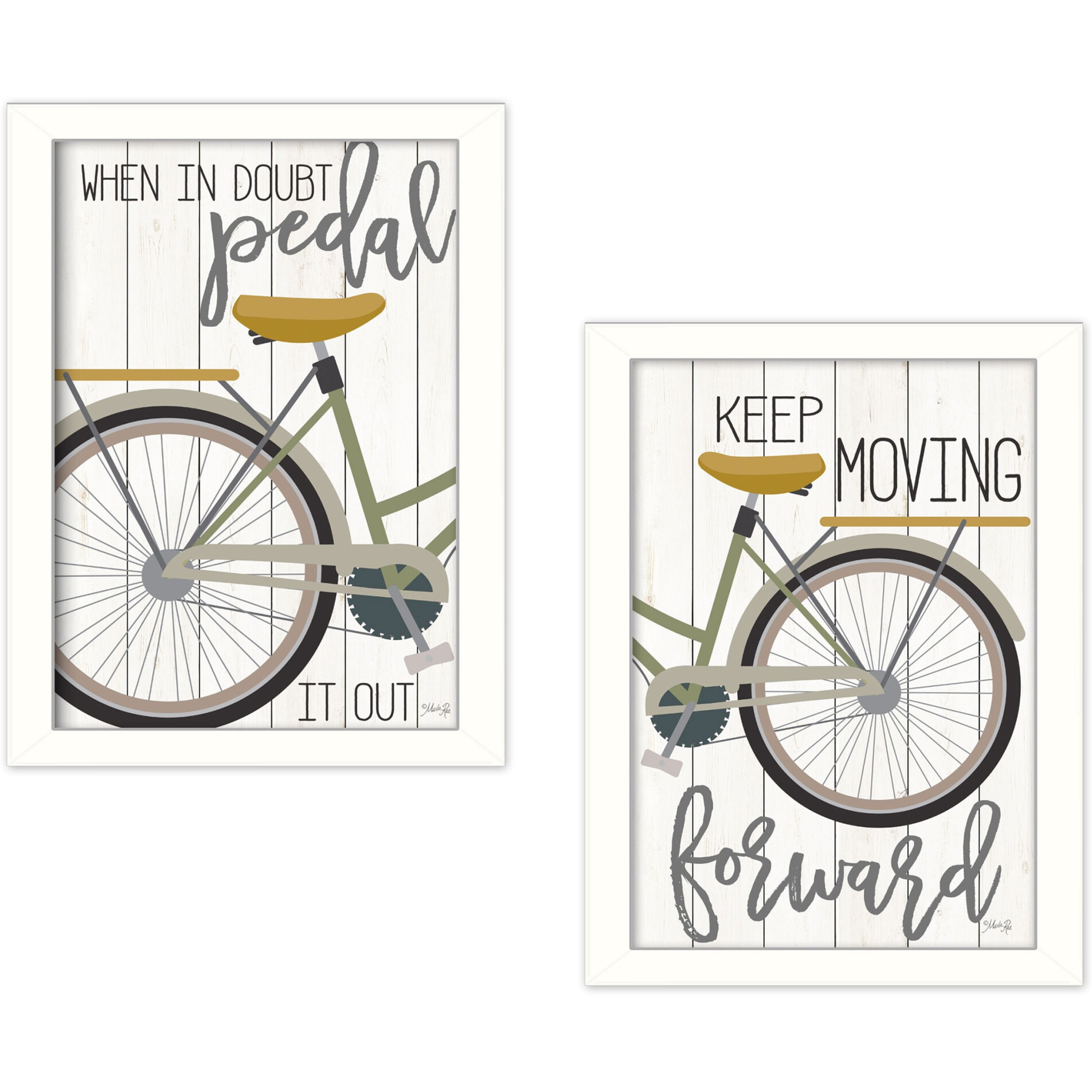 Set Of Two Pedal It Out 3 White Framed Print Wall Art