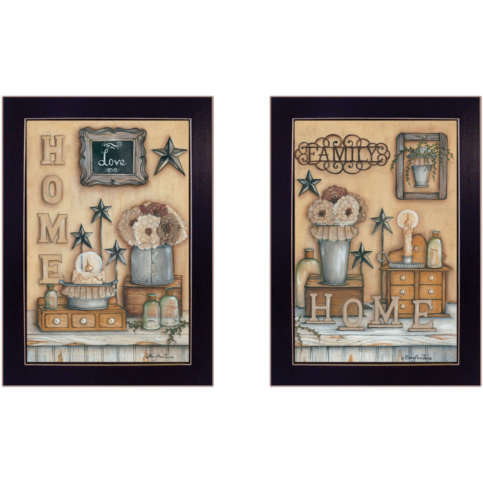 Set Of Two Where Family And Friends gather Ii 1 Black Framed Print Wall Art