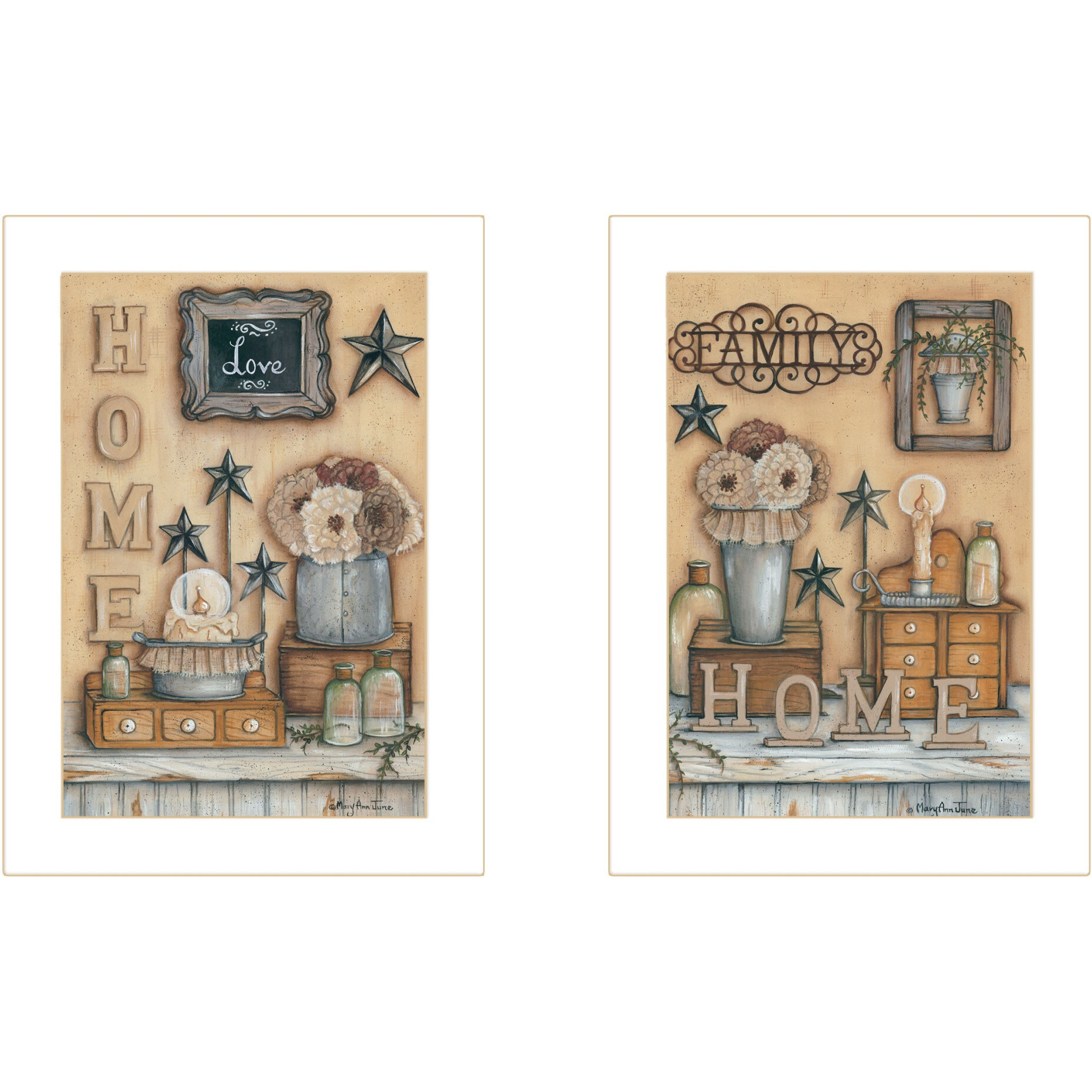 Set Of Two Where Family And Friends gather Ii 2 White Framed Print Wall Art