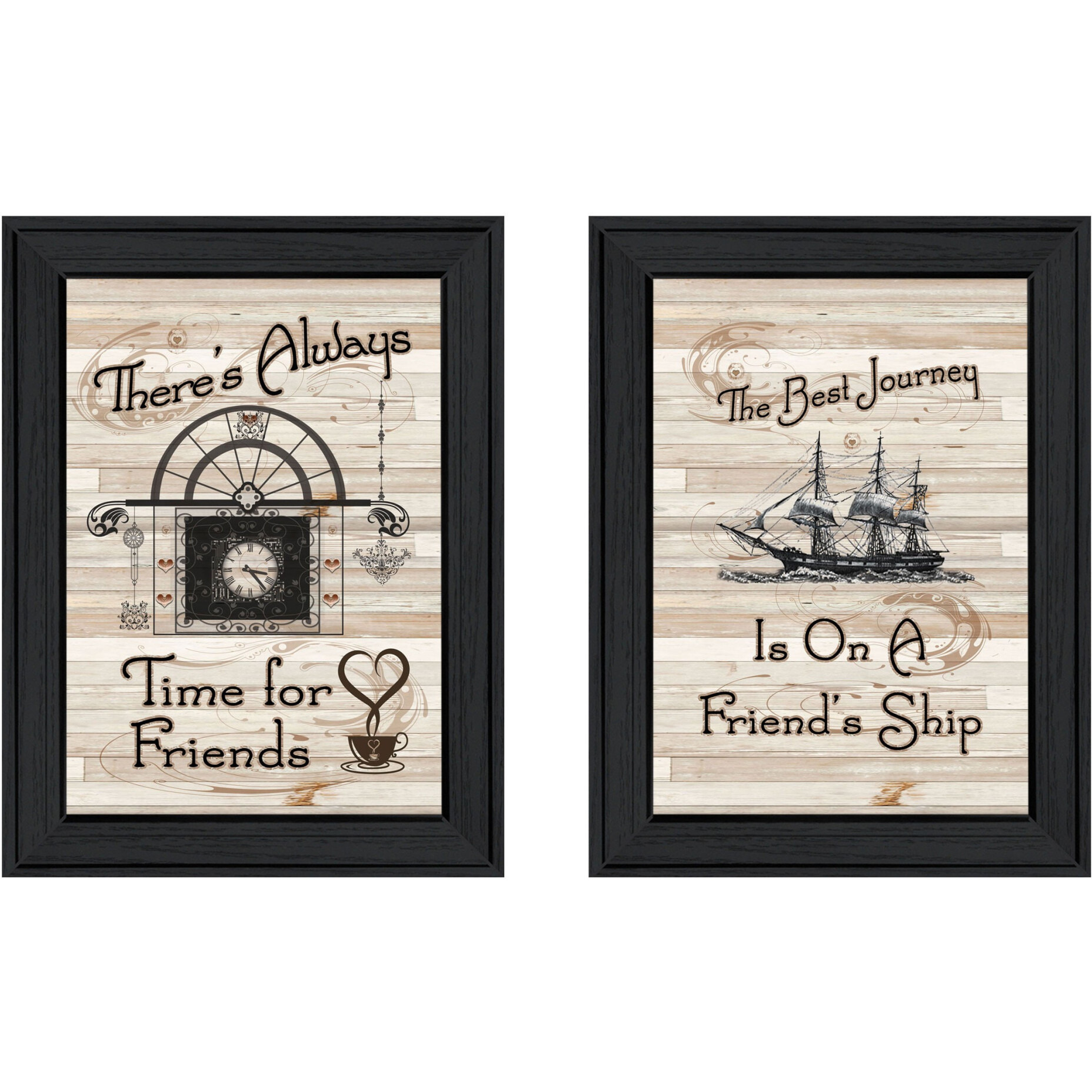 Set Of Two Friendship Journey 1 Black Framed Print Kitchen Wall Art