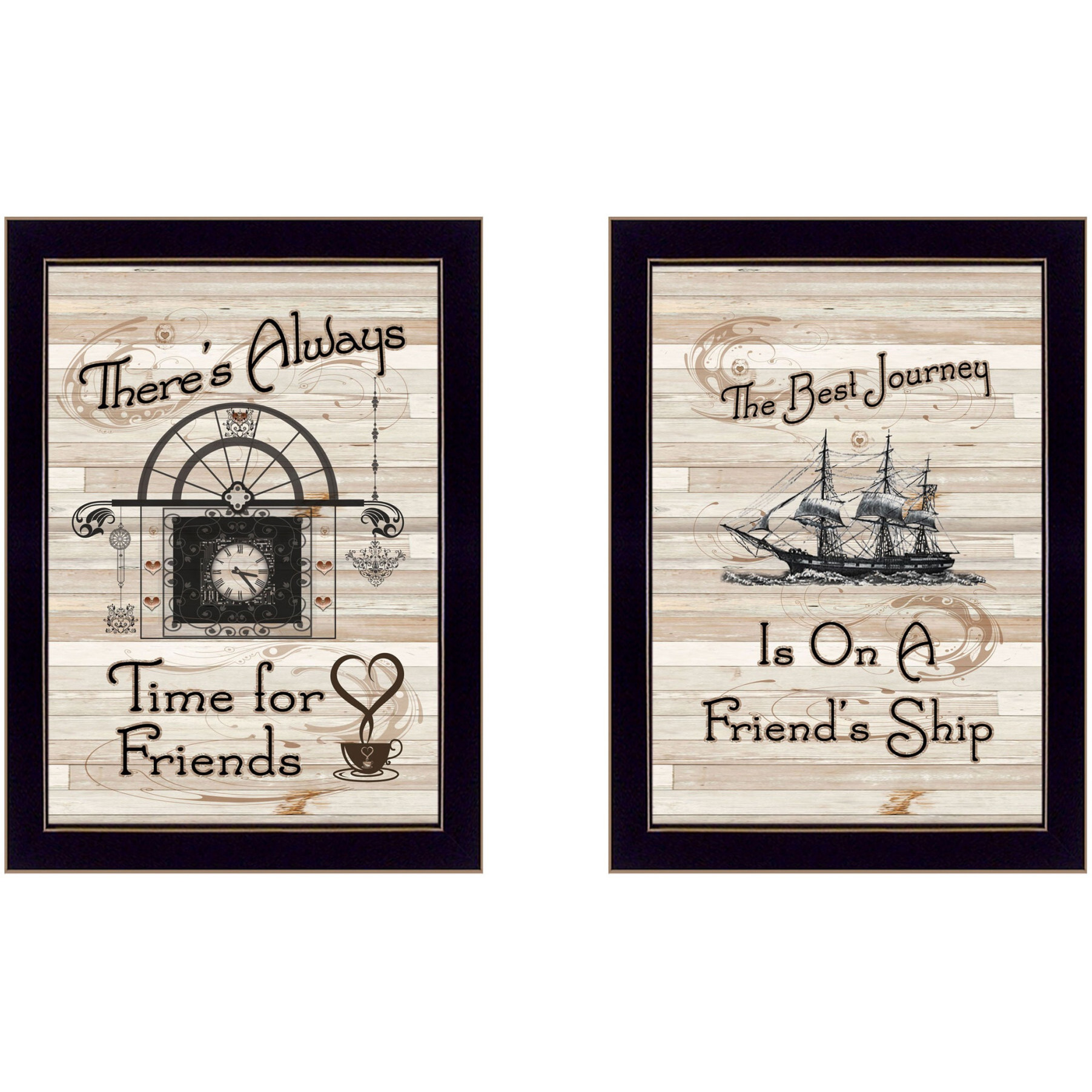 Set Of Two Friendship Journey 2 Black Framed Print Kitchen Wall Art