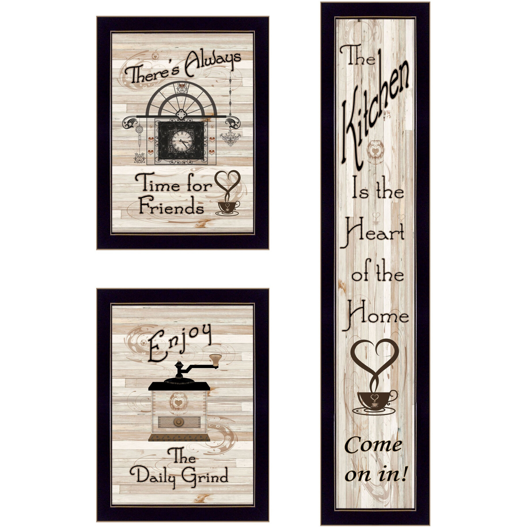Set Of Three The Kitchen collection I 3 Black Framed Print Kitchen Wall Art