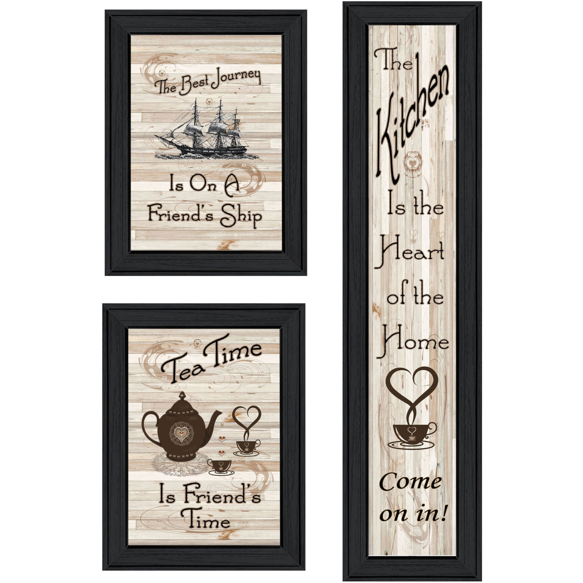 Set Of Three The Kitchen collection Ii 2 Black Framed Print Kitchen Wall Art