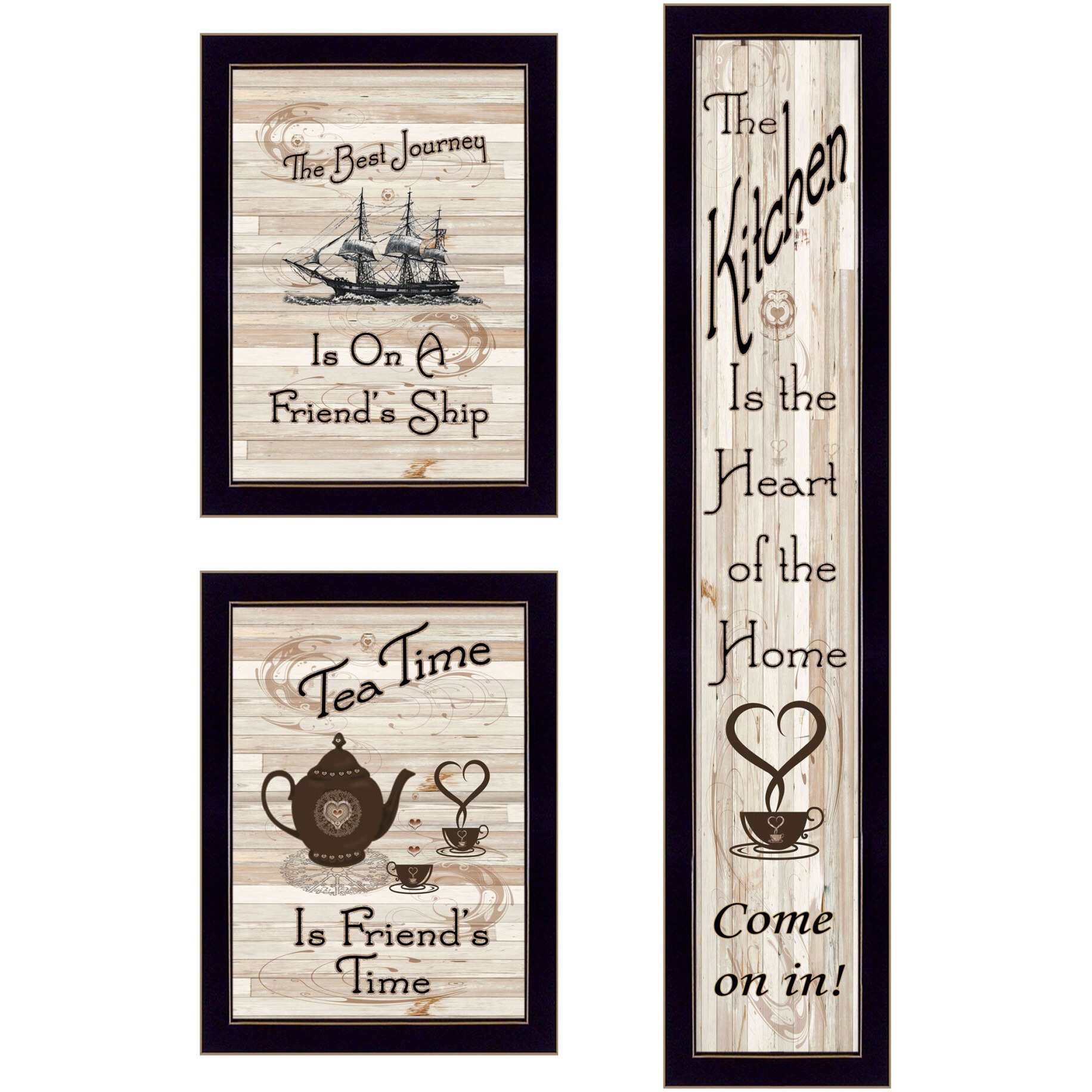 Set Of Three The Kitchen collection Ii 3 Black Framed Print Kitchen Wall Art