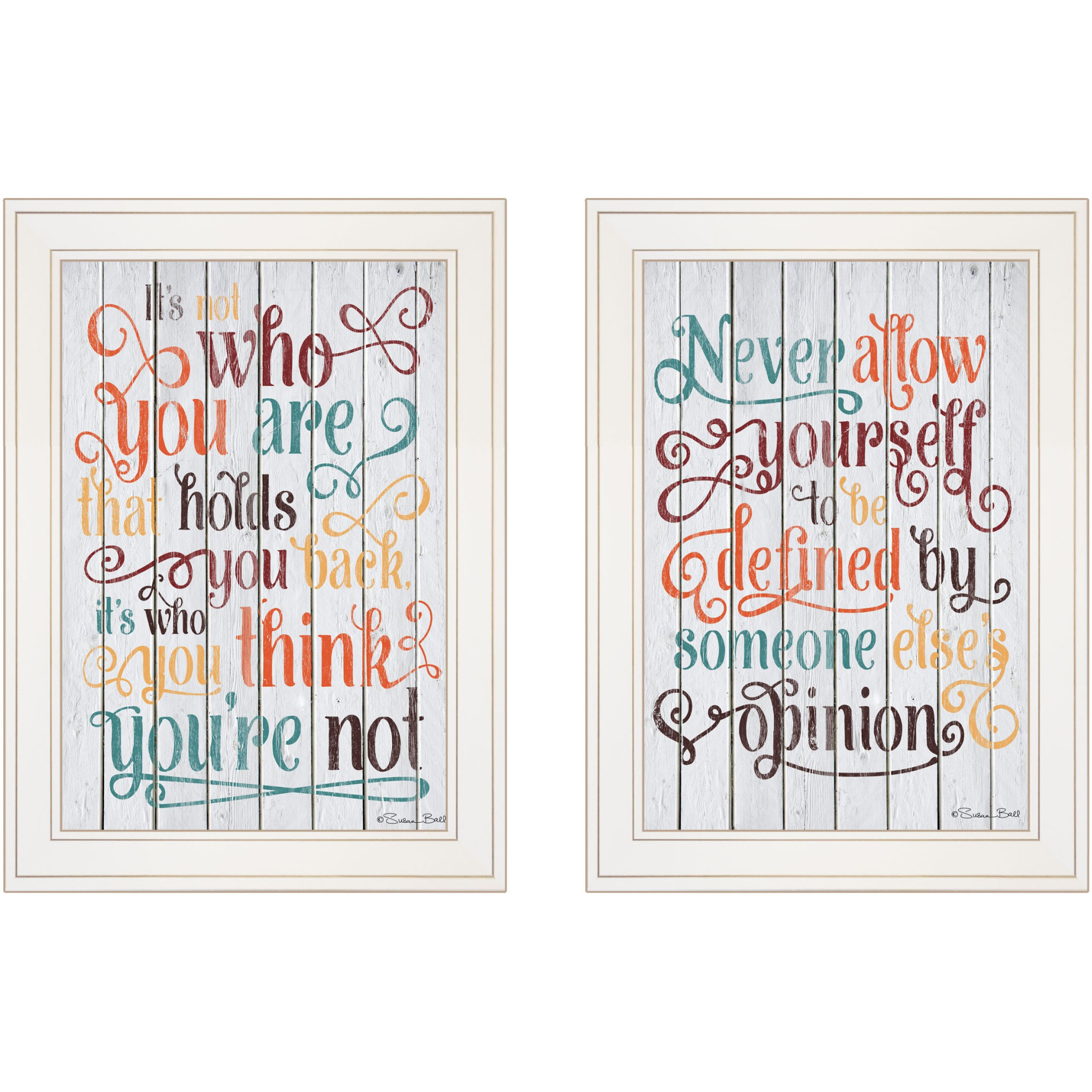 Set Of Two Who You Think 1 White Framed Print Wall Art