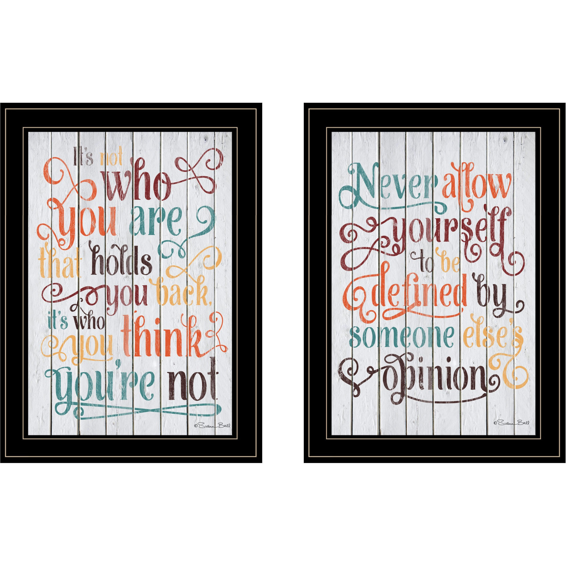 Set Of Two Who You Think 2 Black Framed Print Wall Art
