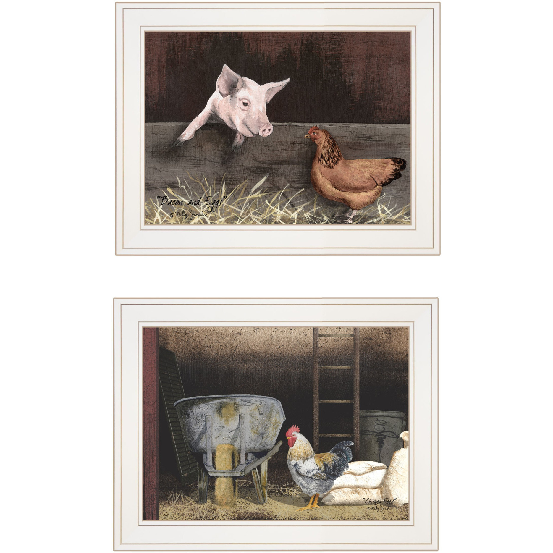 Set Of Two Bacon And Eggs 1 White Framed Print Wall Art