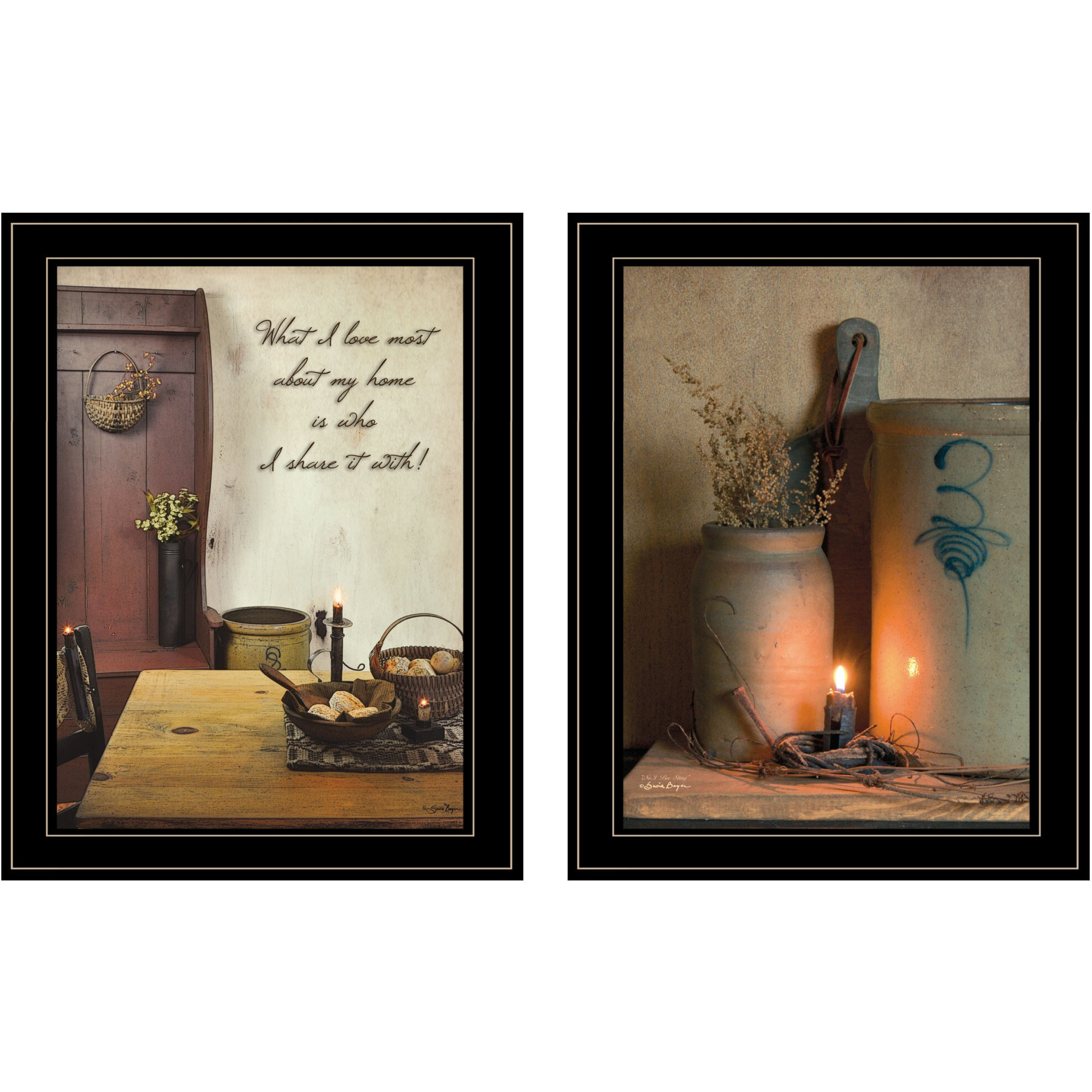 Set Of Two What I Love Most 2 Black Framed Print Wall Art