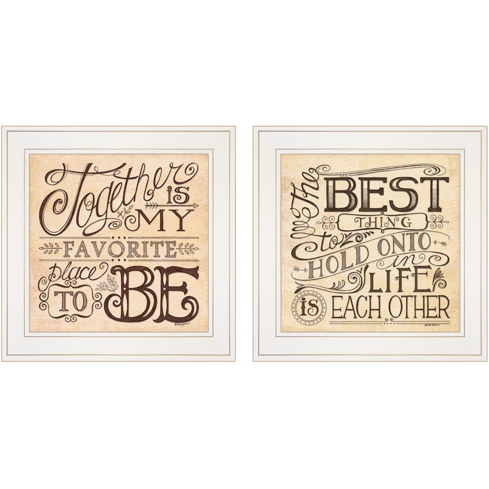 Set Of Two Together Or Each Other 1 White Framed Print Wall Art