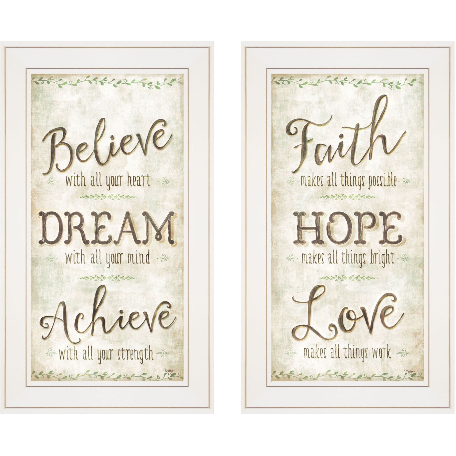 Set Of Two Faith Or Believe 1 White Framed Print Wall Art
